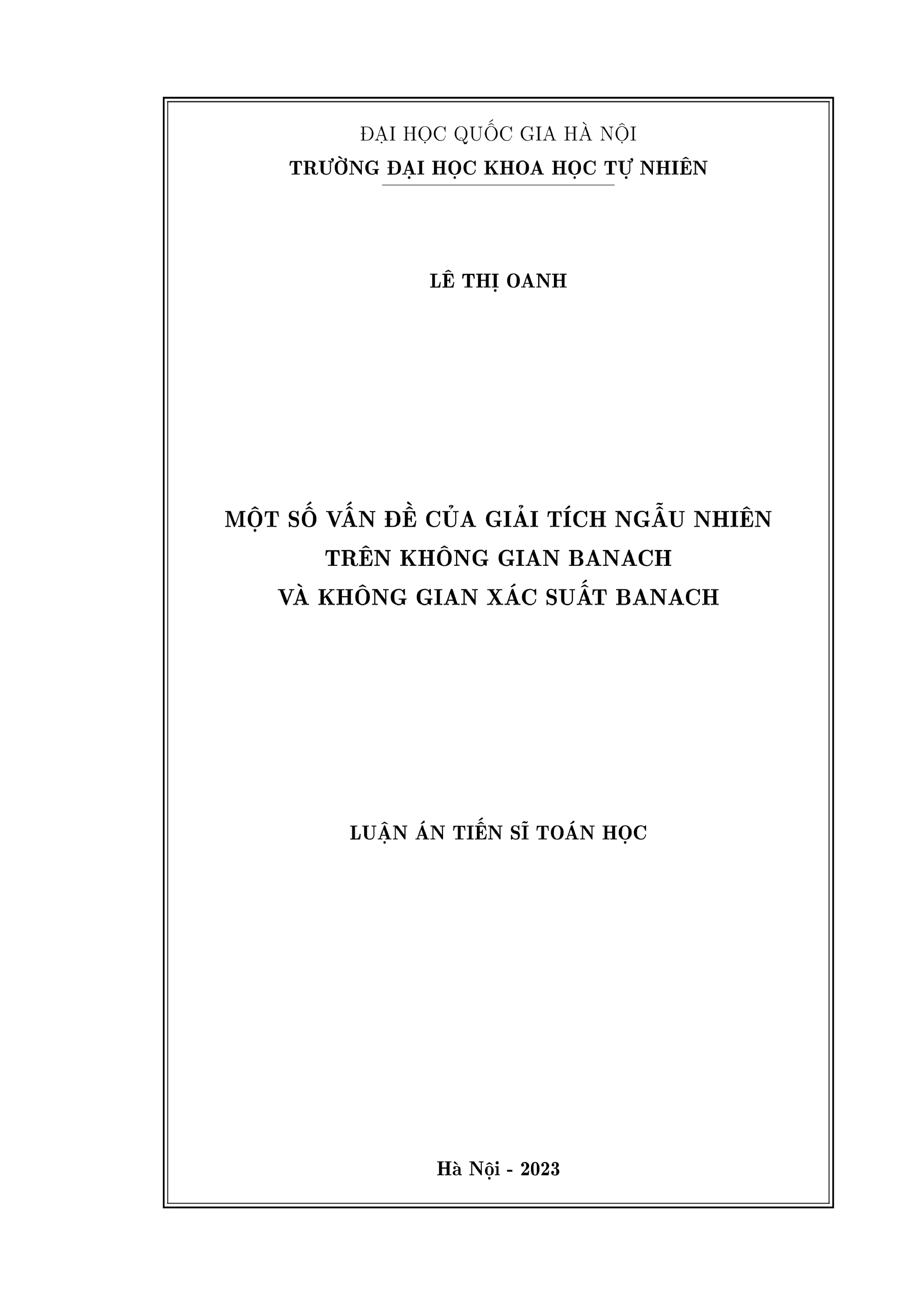 Giải tích ngẫu nhiên trên không gian Banach và xác suất Banach