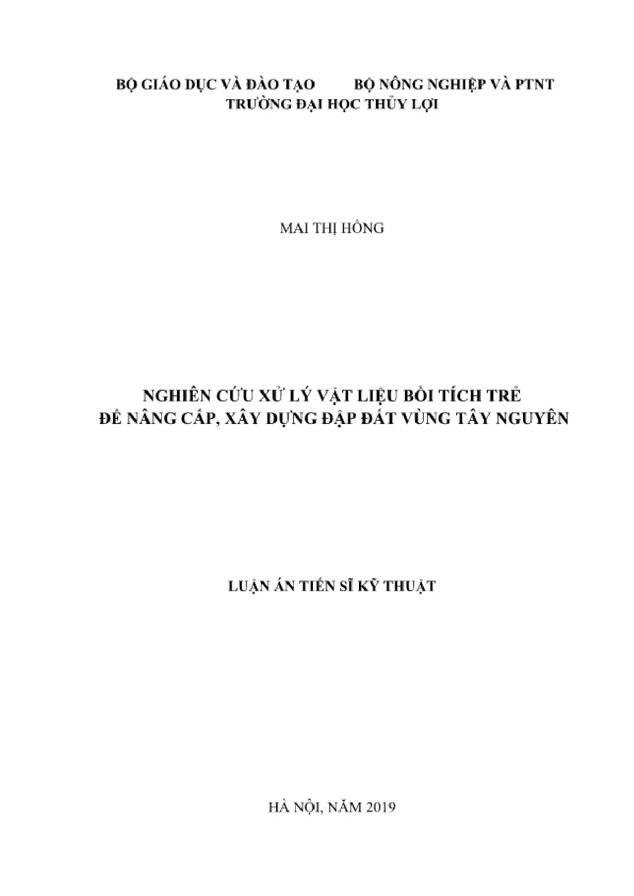 Nghiên cứu xử lý vật liệu bồi tích xây đập đất Tây Nguyên