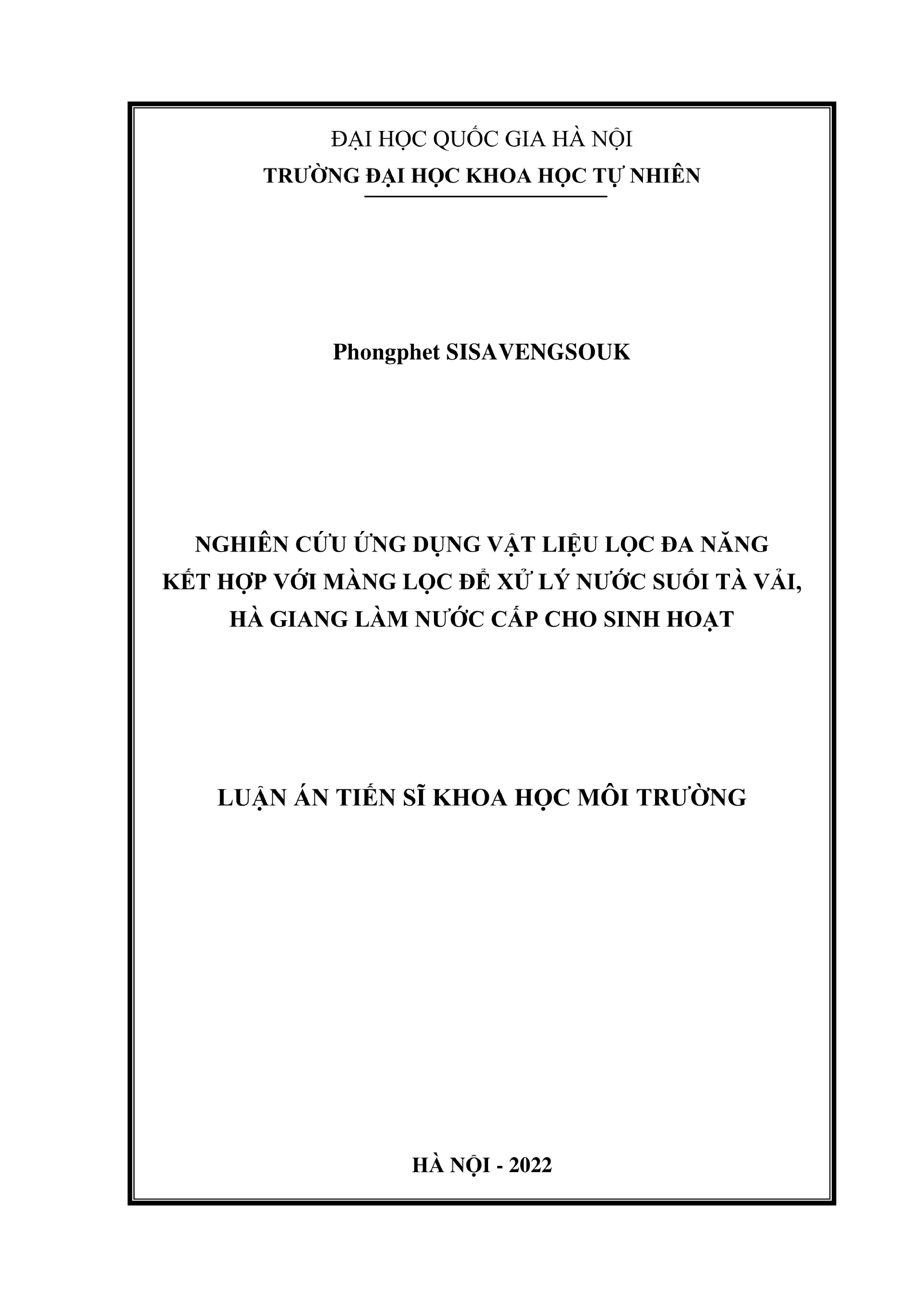 Luận án tiến sĩ khoa học môi trường nghiên cứu ứng dụng vật