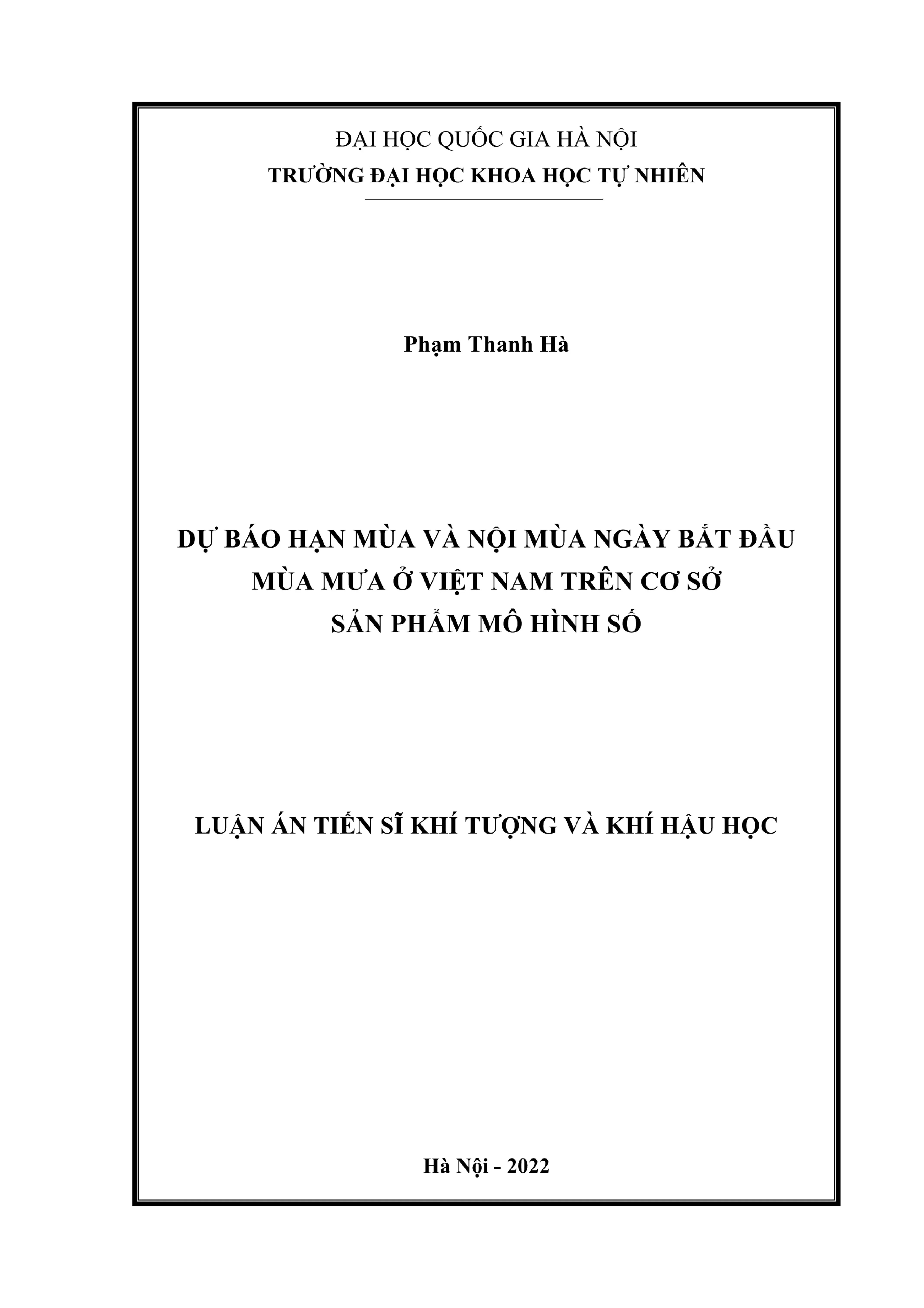 Dự báo ngày bắt đầu mùa mưa ở VN: Mô hình số, hạn mùa, nội mùa