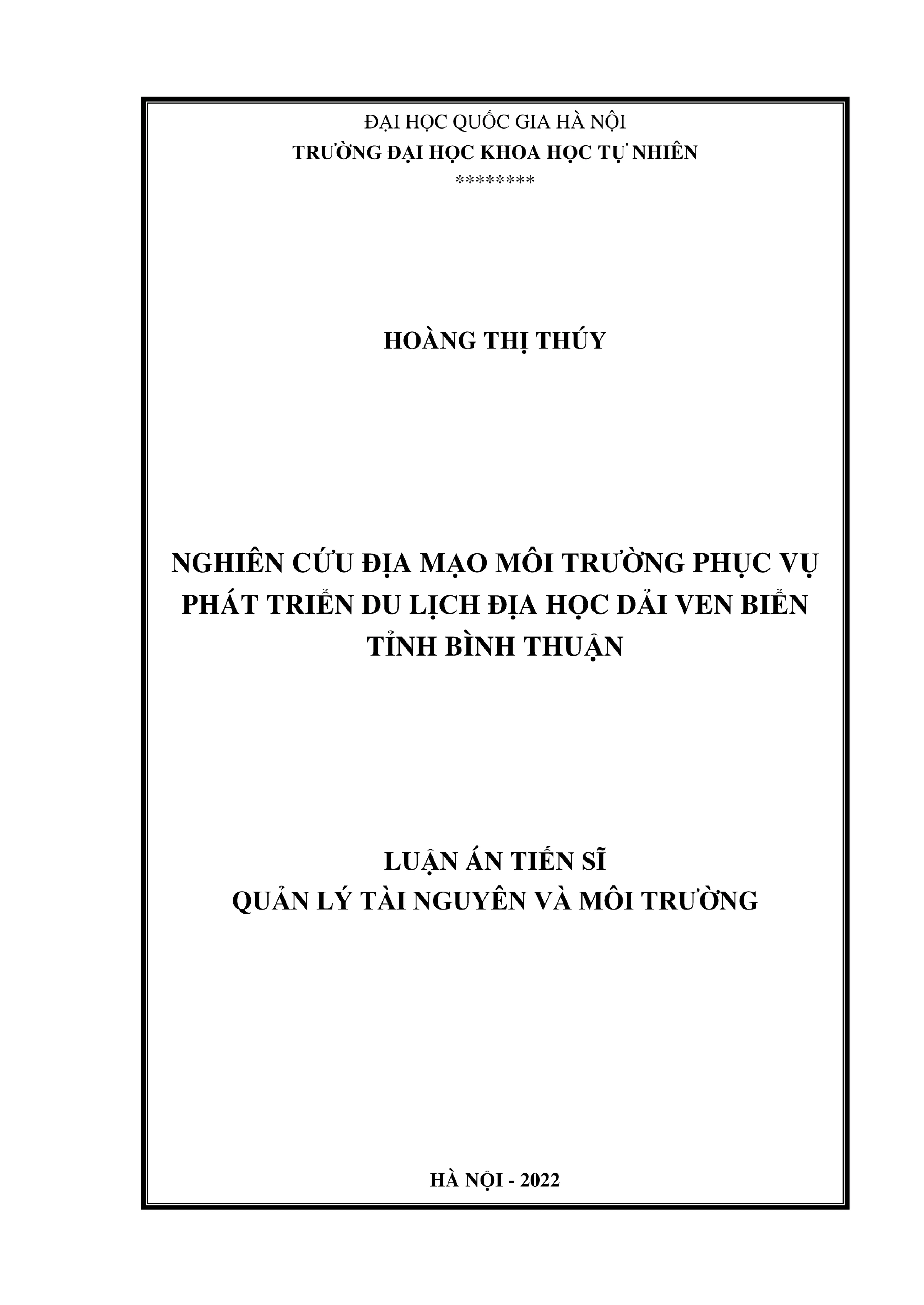 Nghiên cứu địa mạo môi trường phát triển du lịch địa học Bình Thuận