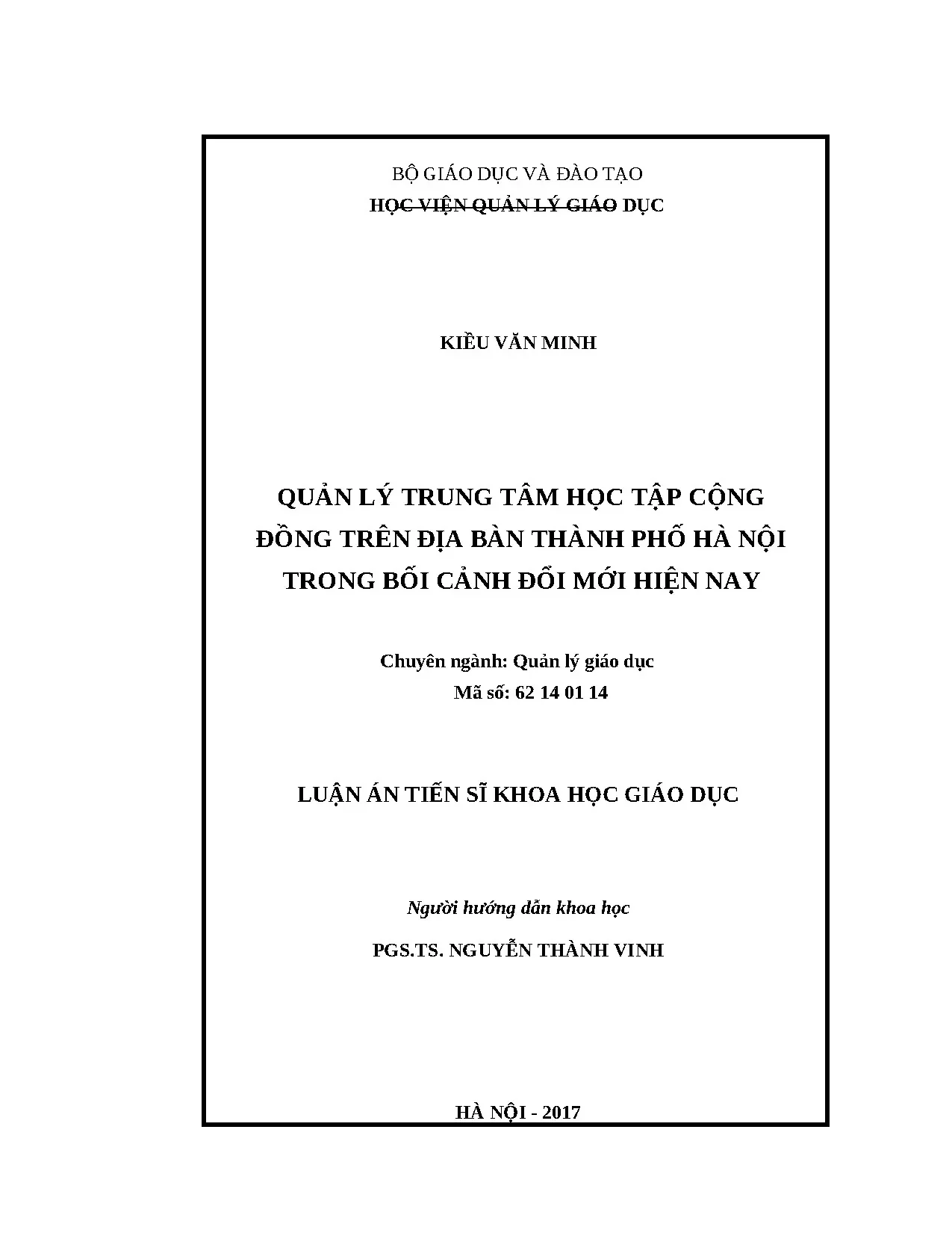 Quản lý trung tâm học tập cộng đồng Hà Nội trong đổi mới