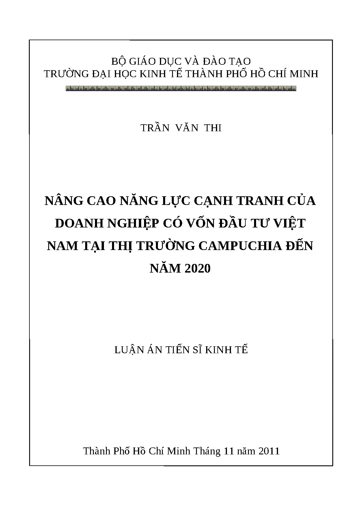 Nâng cao năng lực cạnh tranh DN VN tại Campuchia đến 2020