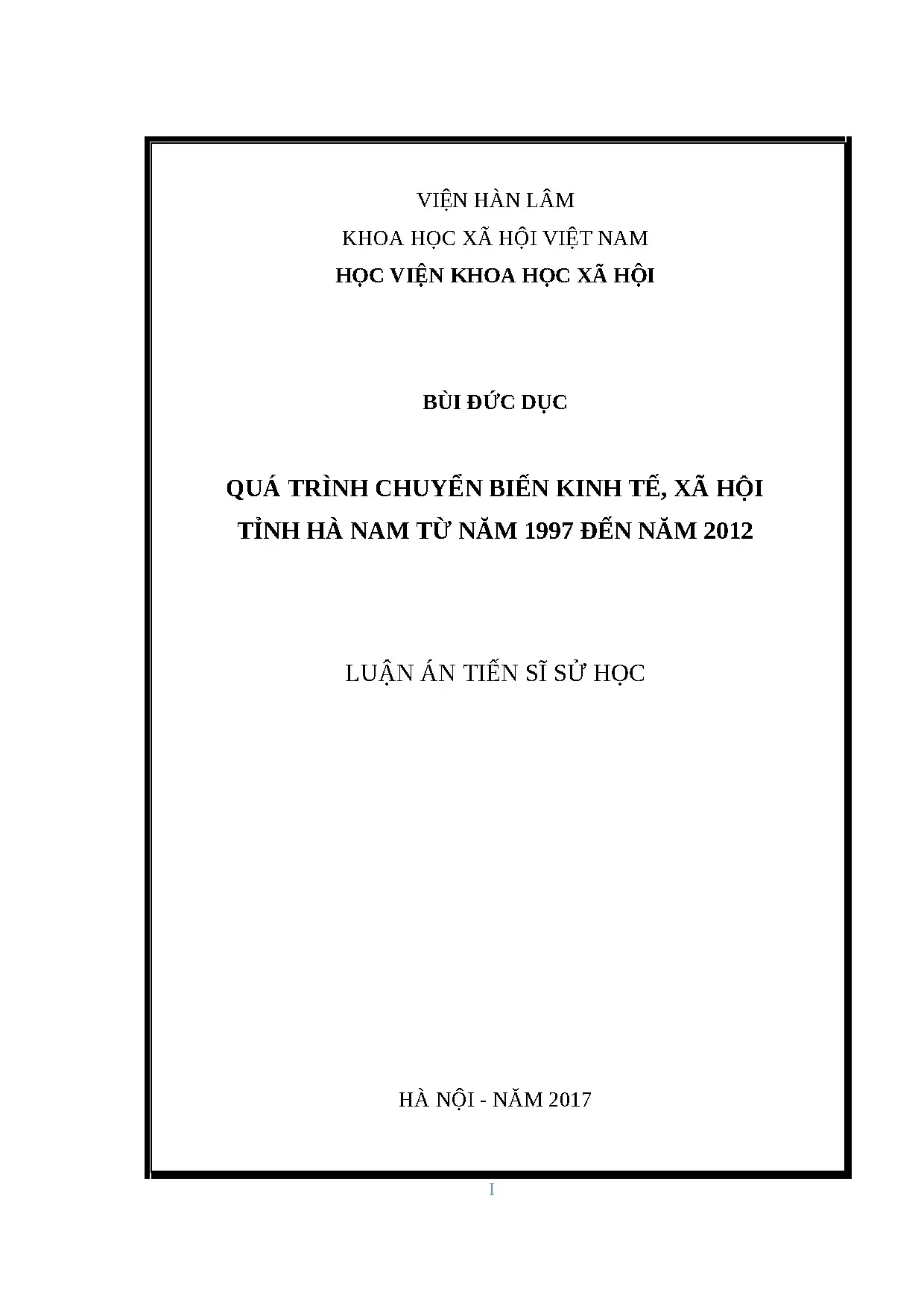 Chuyển biến kinh tế xã hội tỉnh Hà Nam 1997-2012