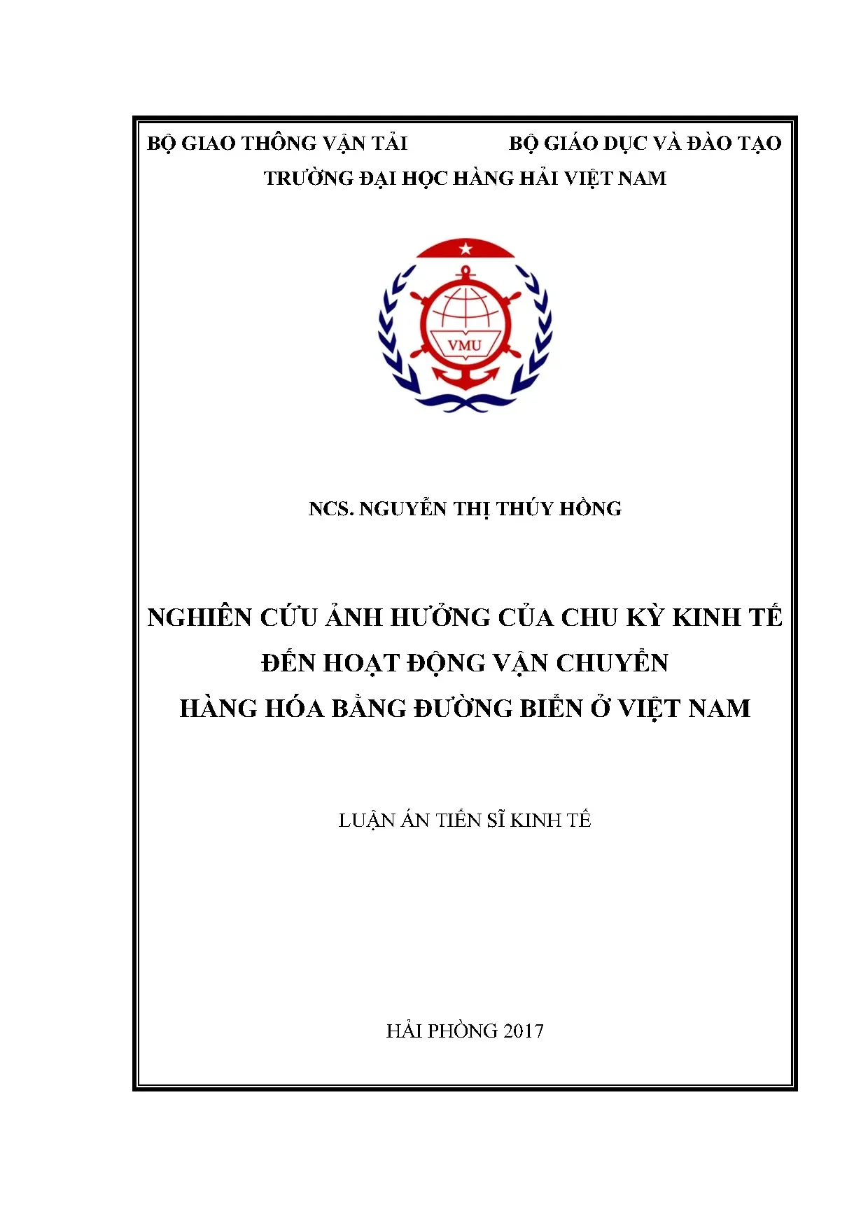 Chu kỳ kinh tế và vận tải biển Việt Nam: Luận án TS
