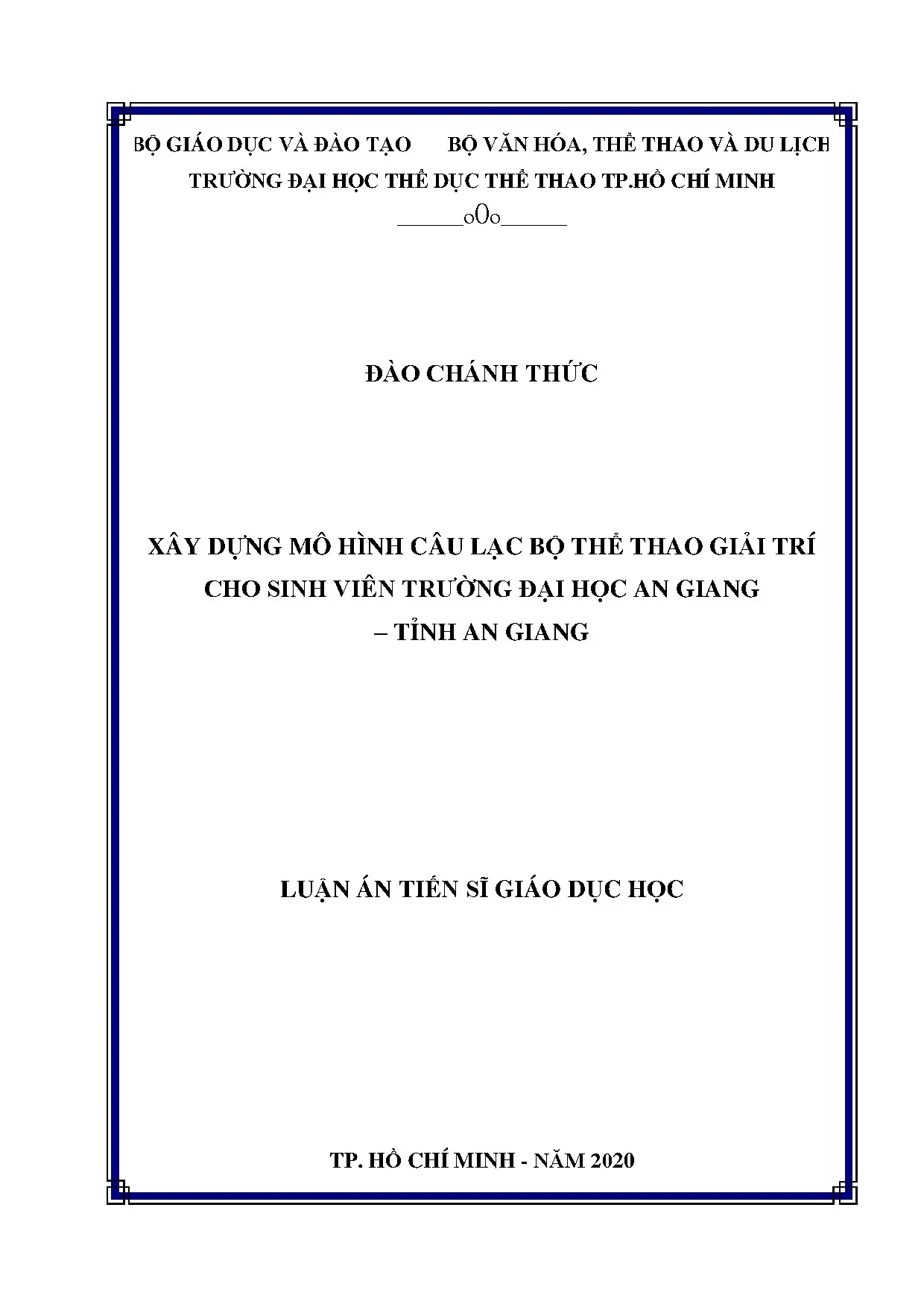 Xây dựng mô hình CLB thể thao giải trí sinh viên Đại học An Giang