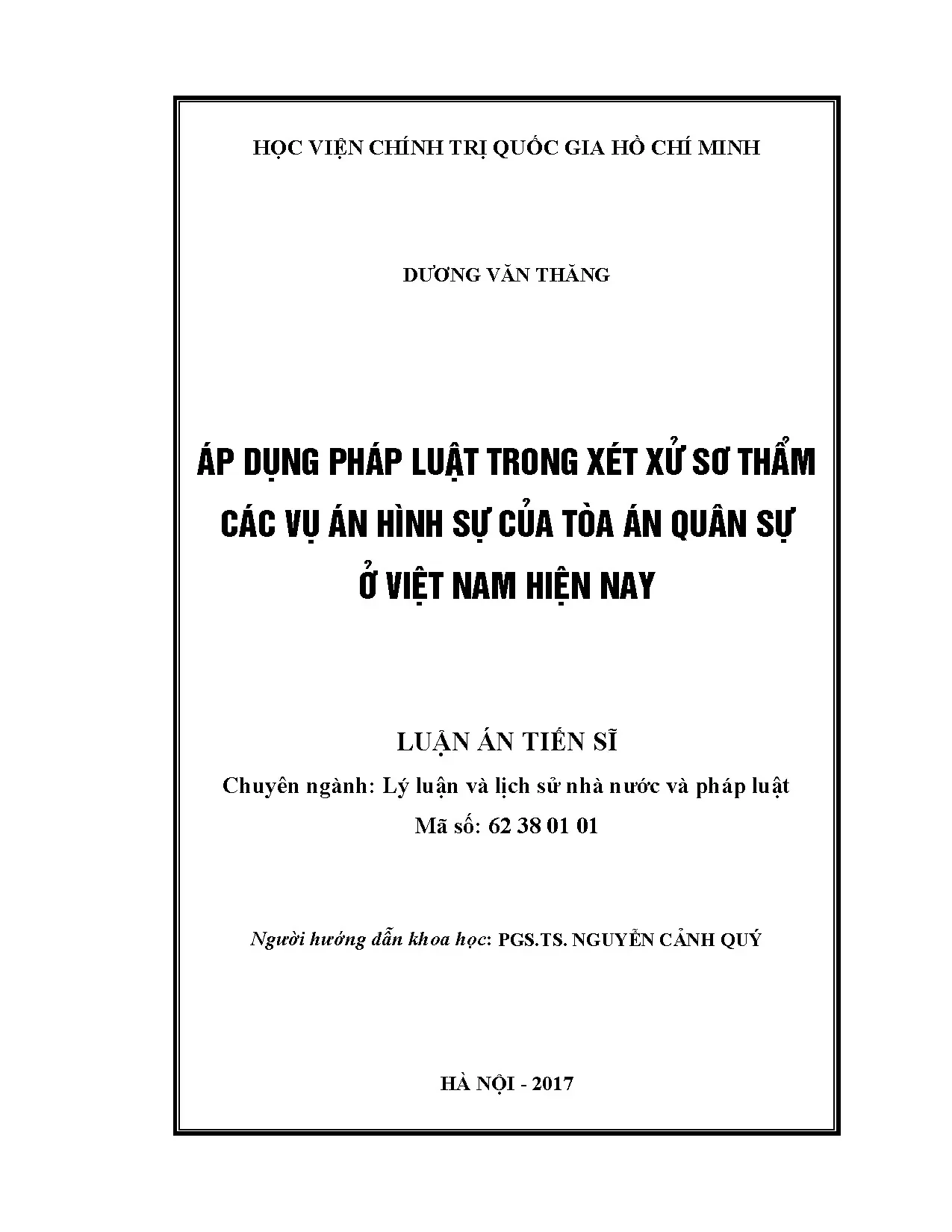 Áp dụng pháp luật xét xử sơ thẩm vụ án hình sự tòa án quân sự