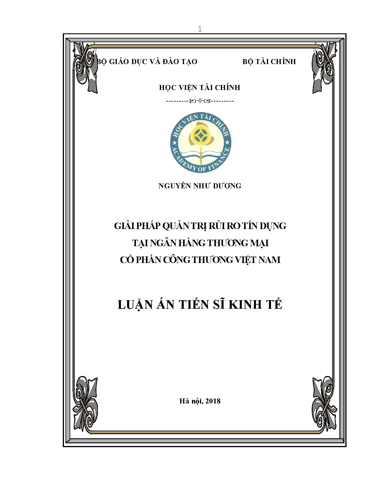 Giải pháp quản trị rủi ro tín dụng tại Ngân hàng Công thương Việt Nam