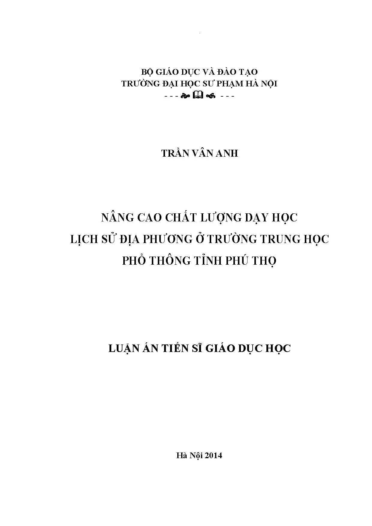 Nâng cao chất lượng dạy học lịch sử địa phương THPT Phú Thọ