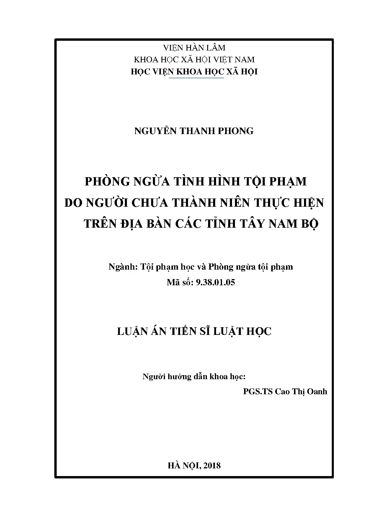 Phòng chống tội phạm vị thành niên Tây Nam Bộ