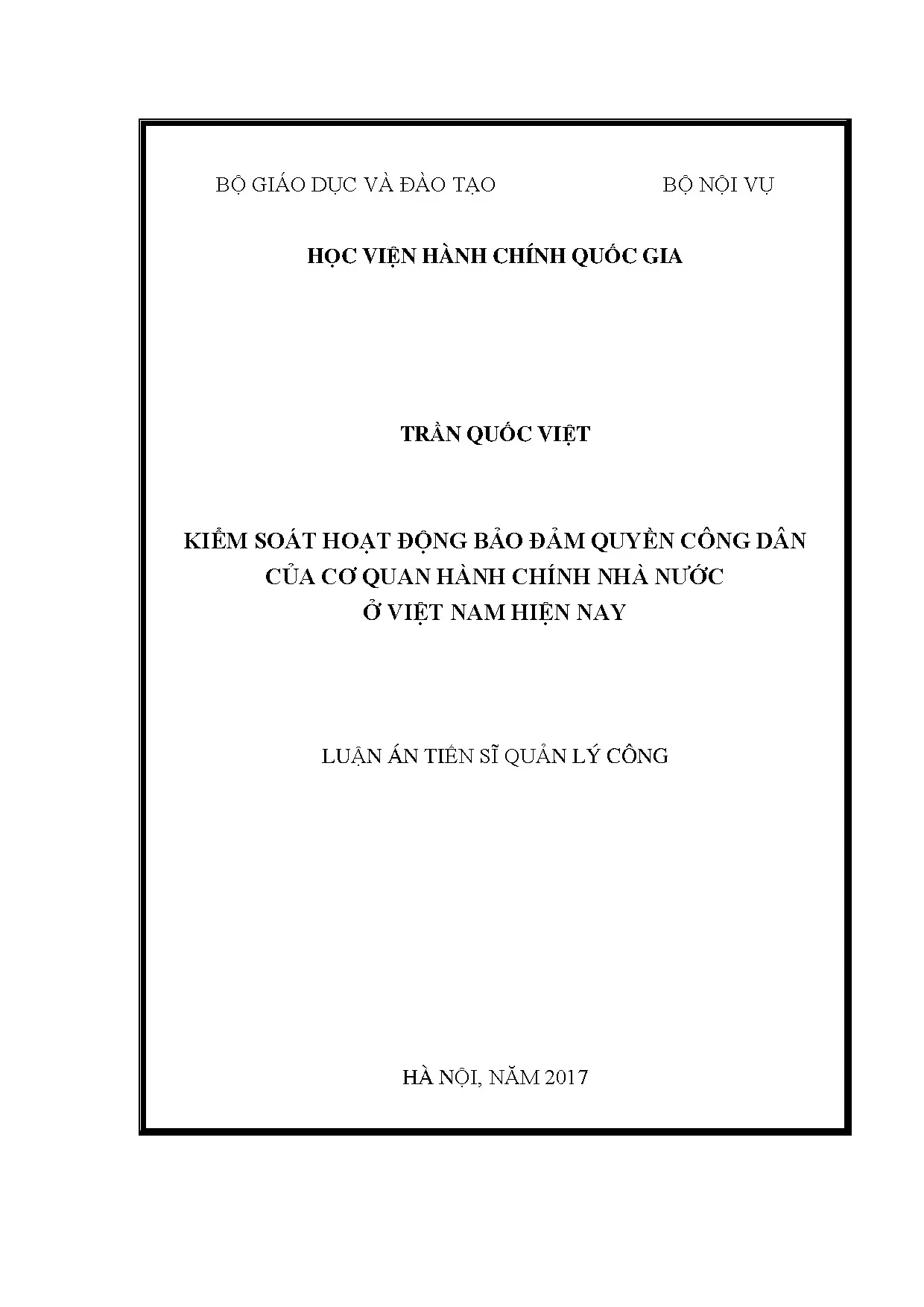 Kiểm soát hoạt động bảo đảm quyền công dân ở Việt Nam