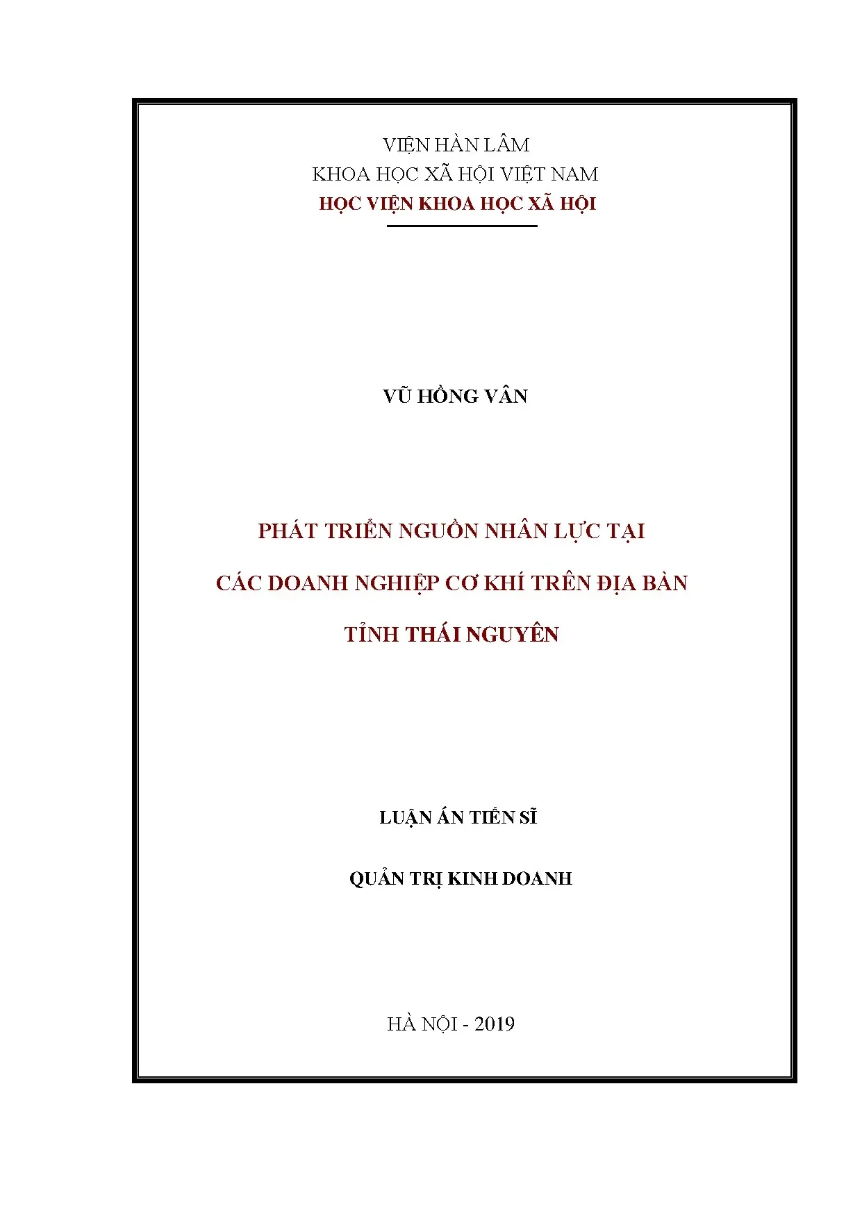 Phát triển nguồn nhân lực doanh nghiệp cơ khí Thái Nguyên