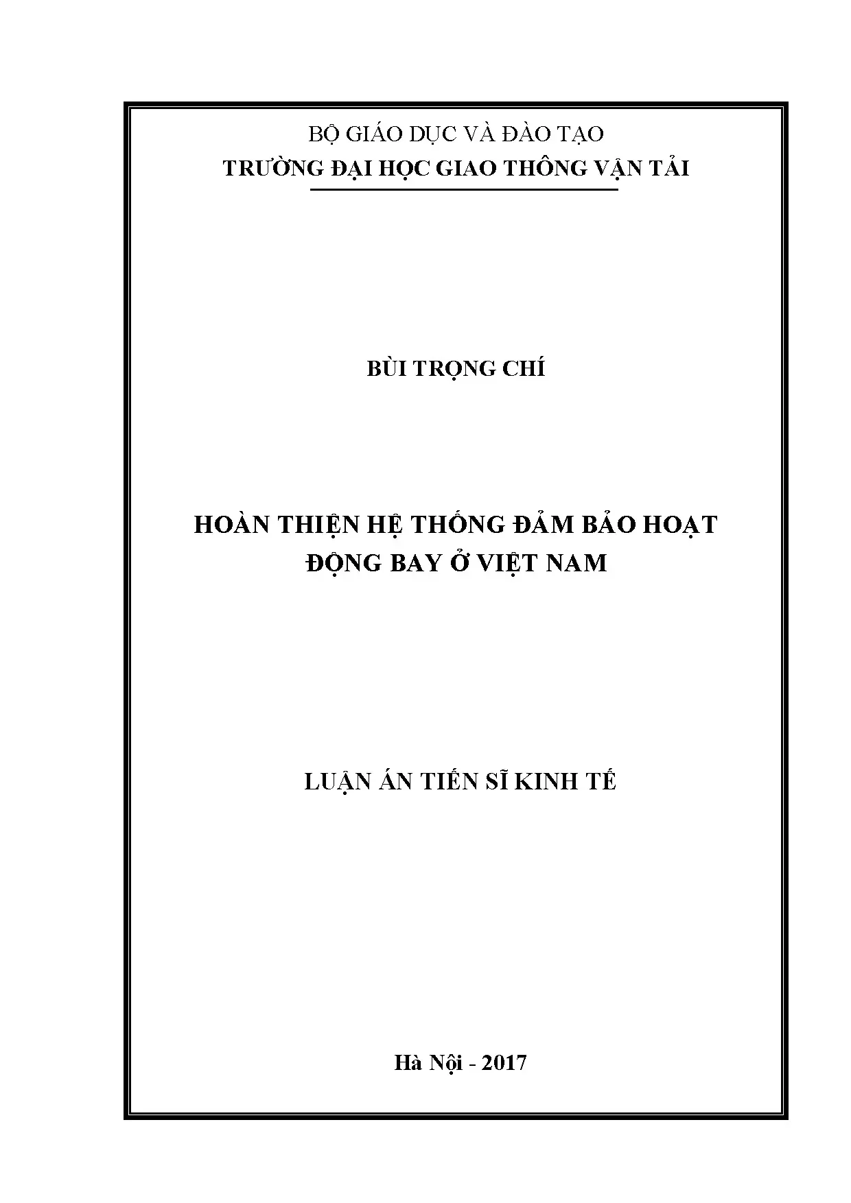 Hoàn thiện hệ thống đảm bảo hoạt động bay ở Việt Nam