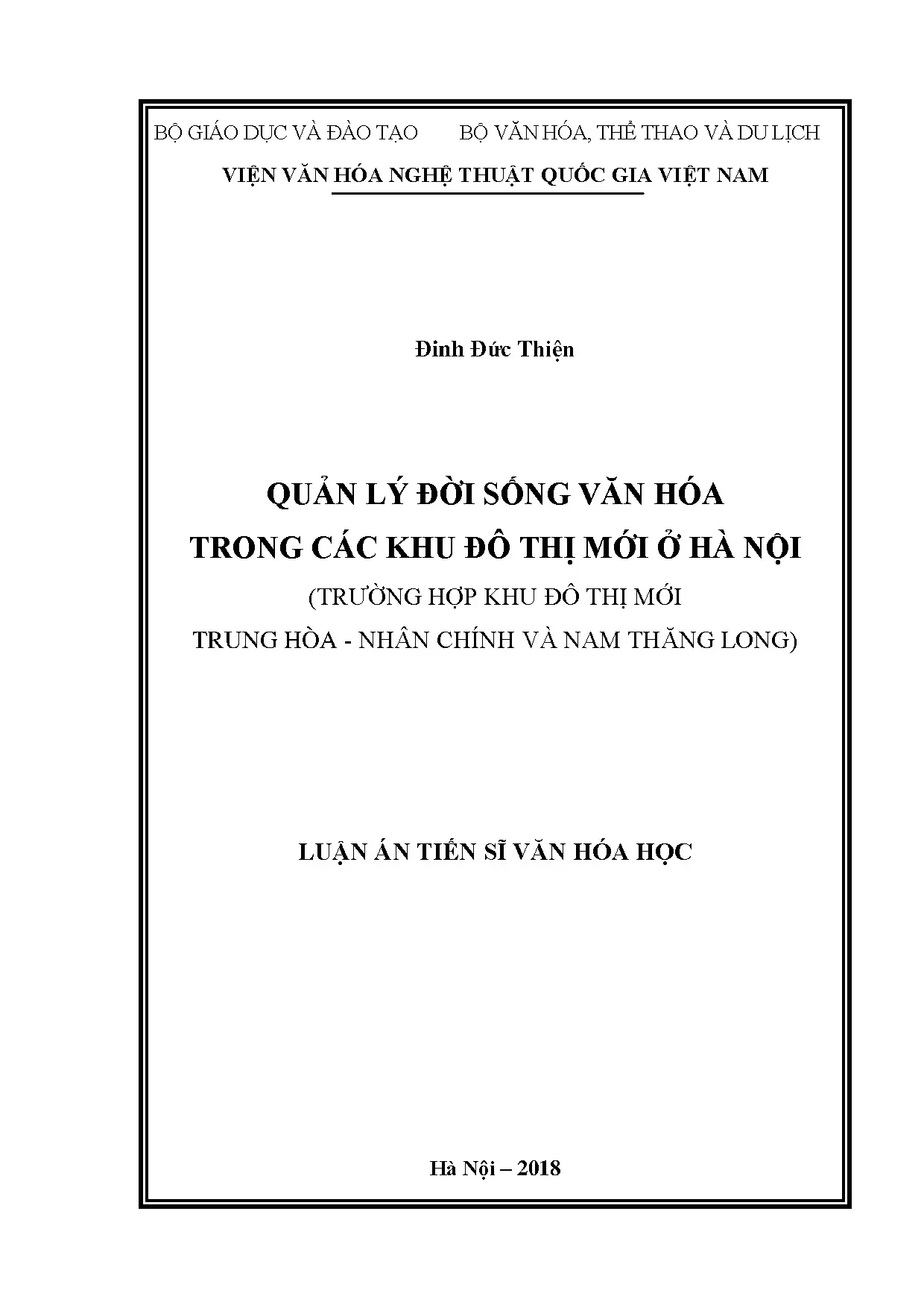 Quản lý đời sống văn hóa khu đô thị mới Hà Nội: Trung Hòa