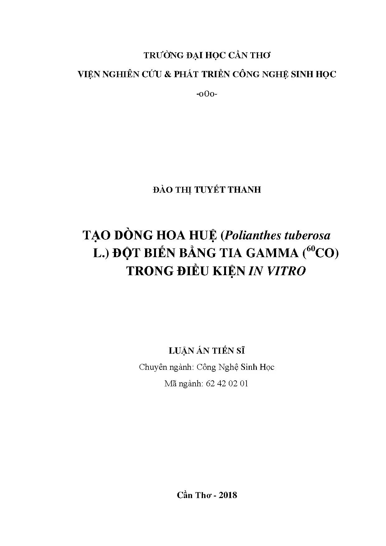 Tạo dòng hoa huệ đột biến bằng tia gamma 60Co in vitro