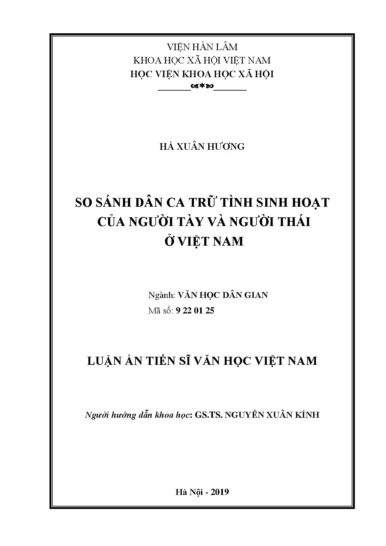 So sánh dân ca trữ tình sinh hoạt của người Tày và Thái ở Việt Nam