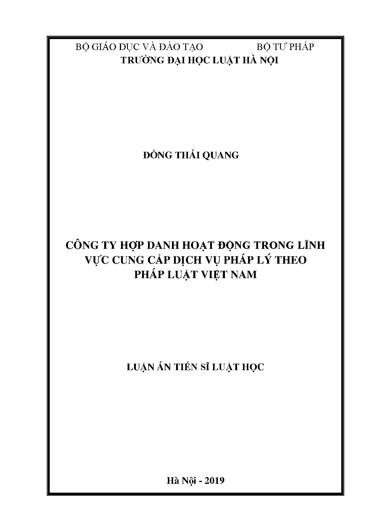 Luận án công ty hợp danh trong dịch vụ pháp lý tại Việt Nam