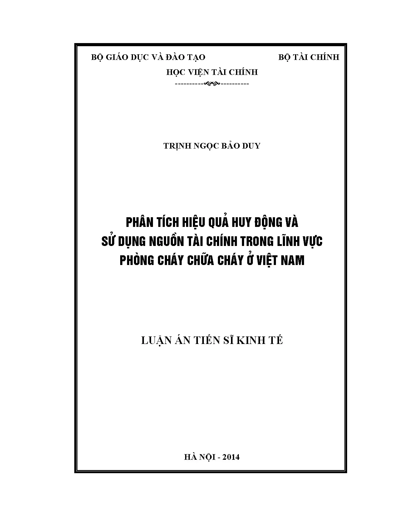 Phân tích hiệu quả huy động tài chính PCCC Việt Nam