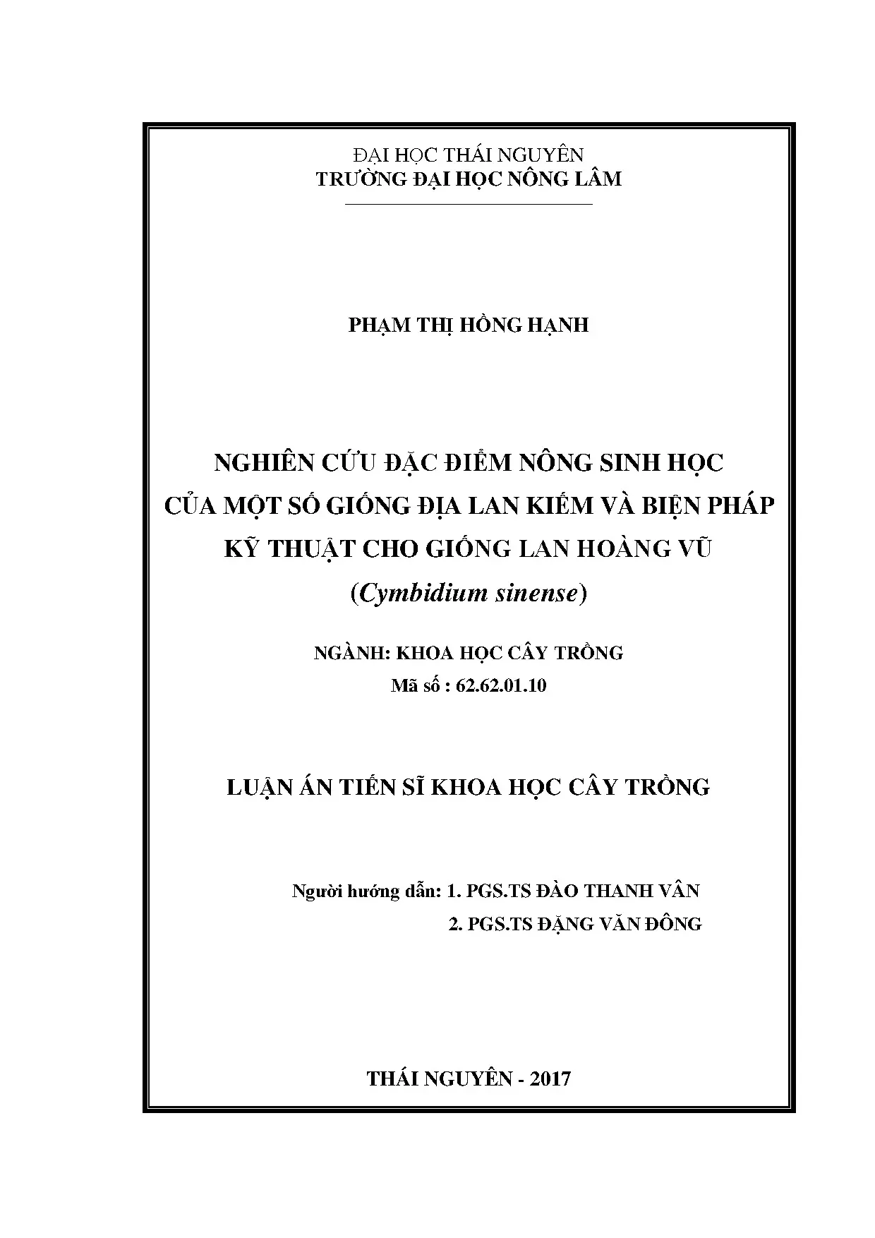 Đặc điểm nông sinh học lan kiếm và biện pháp kỹ thuật lan hoàng vũ