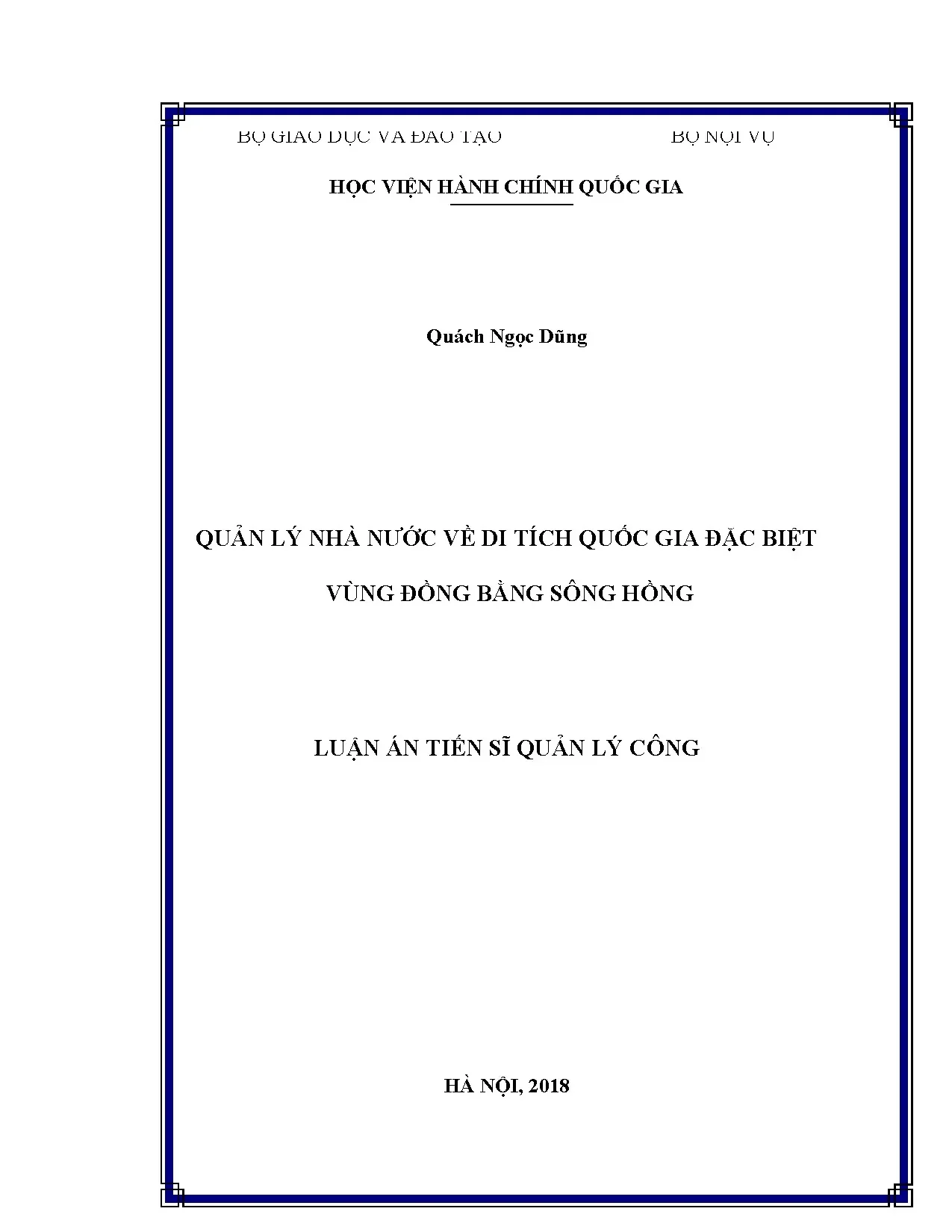 Quản lý nhà nước về di tích quốc gia đặc biệt vùng ĐBSH