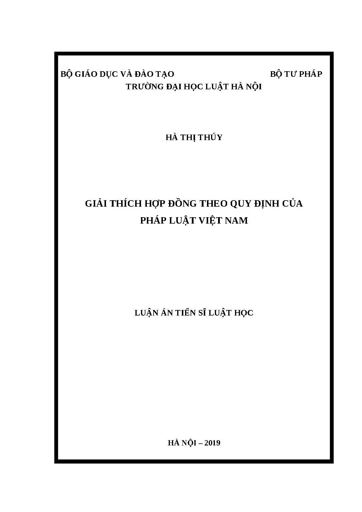 Giải thích hợp đồng theo pháp luật Việt Nam: Luận án