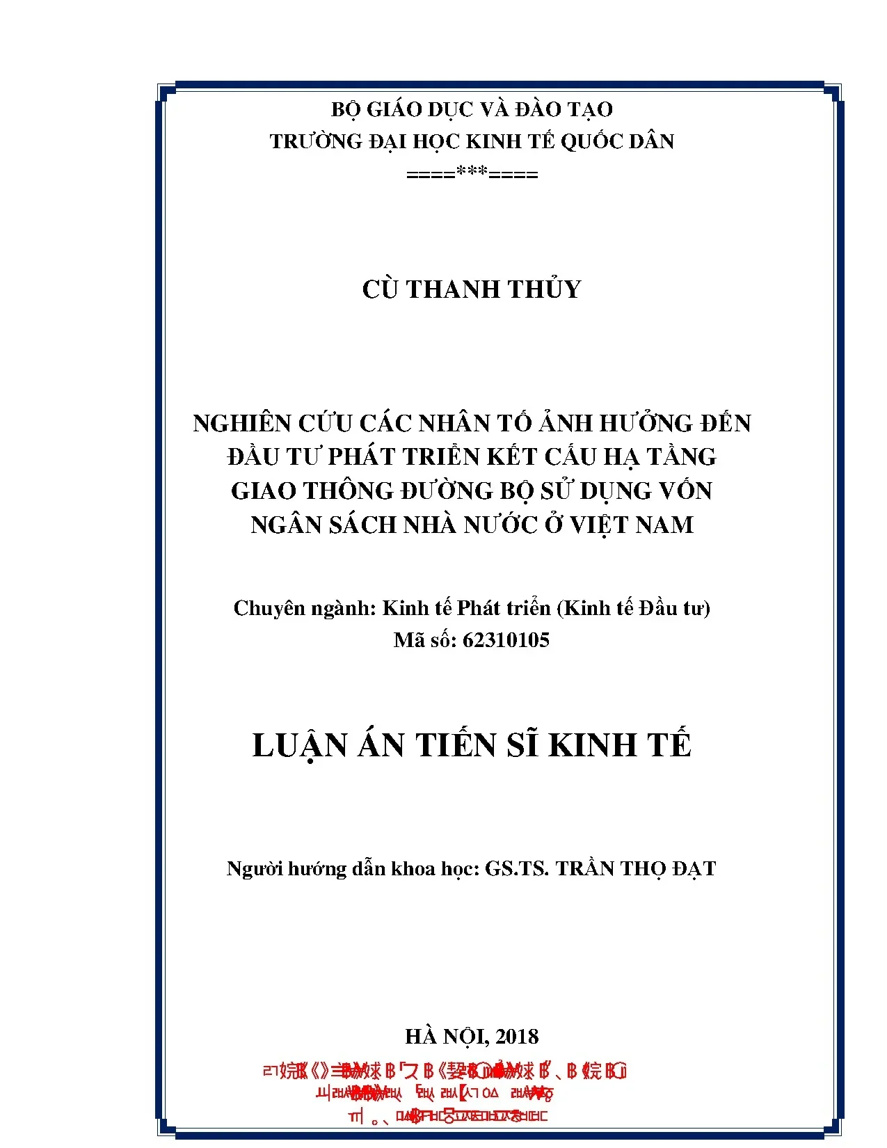 Nghiên cứu nhân tố ảnh hưởng đầu tư hạ tầng giao thông đường bộ VN