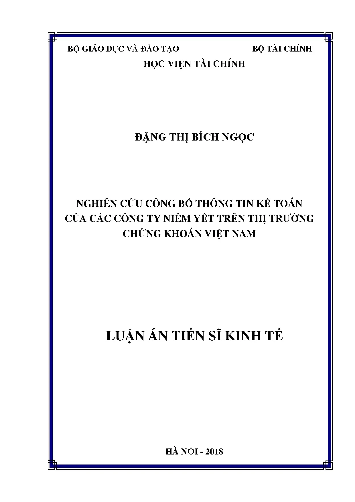 Luận án tiến sĩ: Công bố thông tin kế toán công ty niêm yết