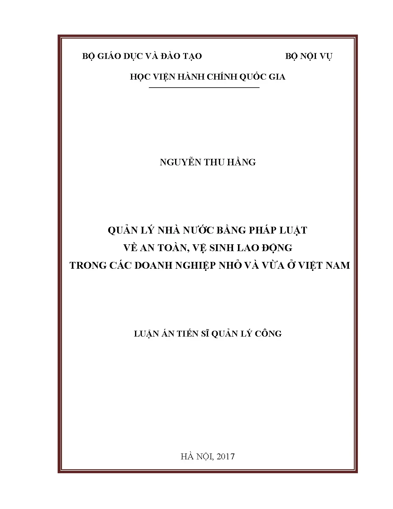 Quản lý nhà nước pháp luật về ATVSLĐ trong DNNVV Việt Nam