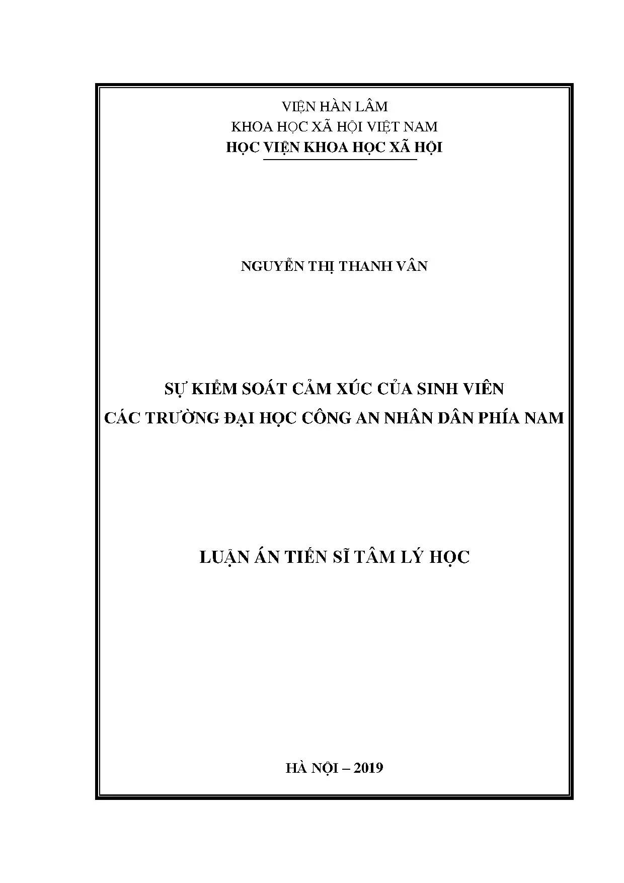 Kiểm soát cảm xúc của sinh viên công an phía nam