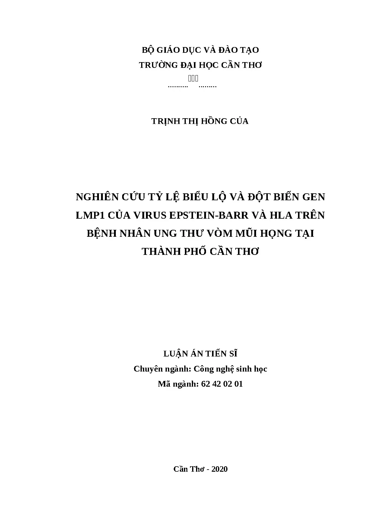 Nghiên cứu gen LMP1 EBV và HLA trên ung thư vòm mũi họng