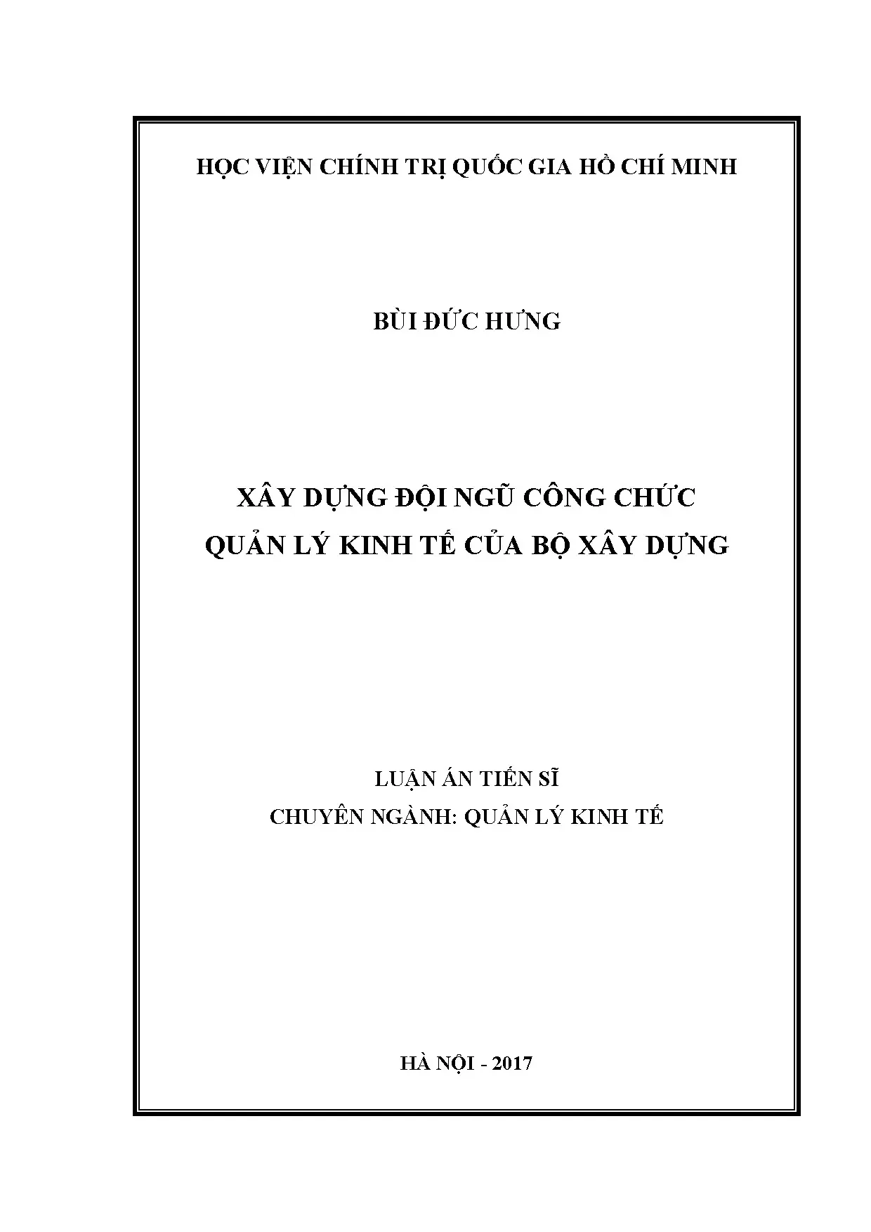 Xây dựng đội ngũ công chức quản lý kinh tế Bộ Xây dựng