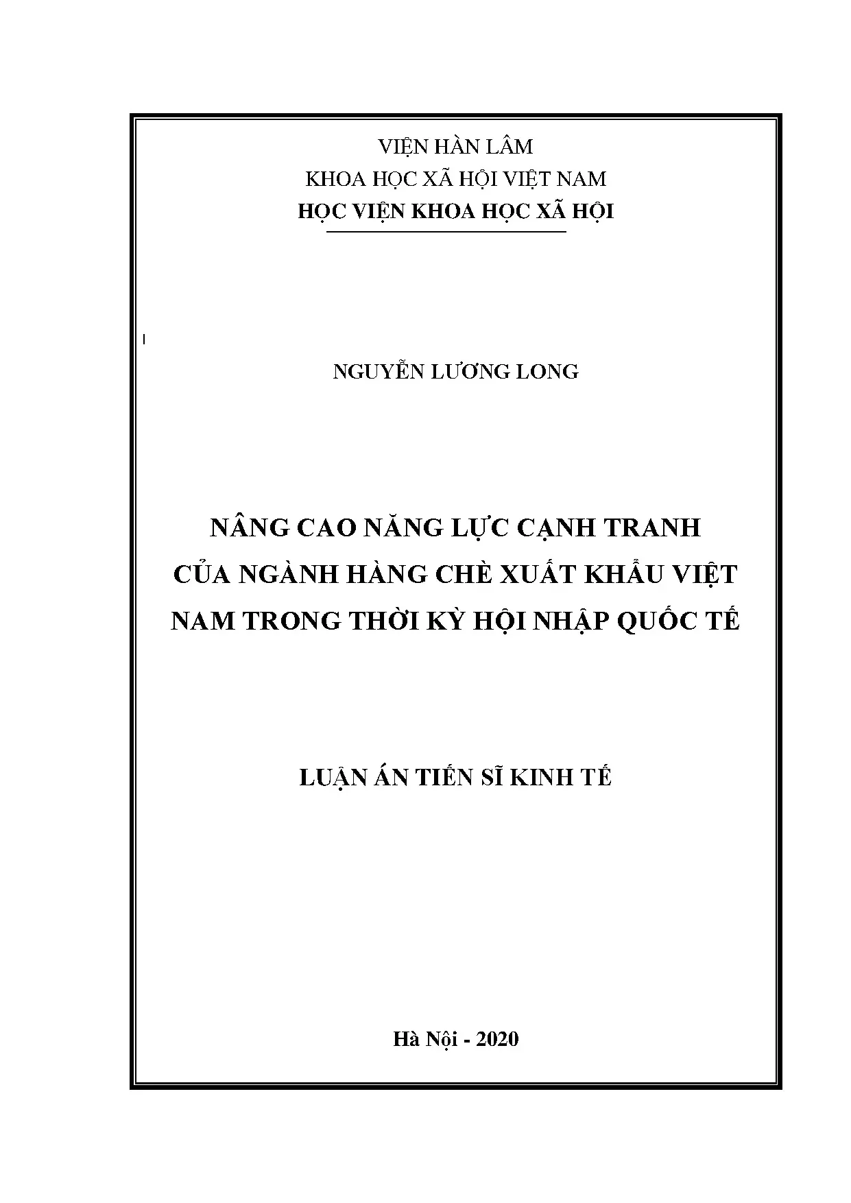 Nâng cao năng lực cạnh tranh ngành chè xuất khẩu Việt Nam