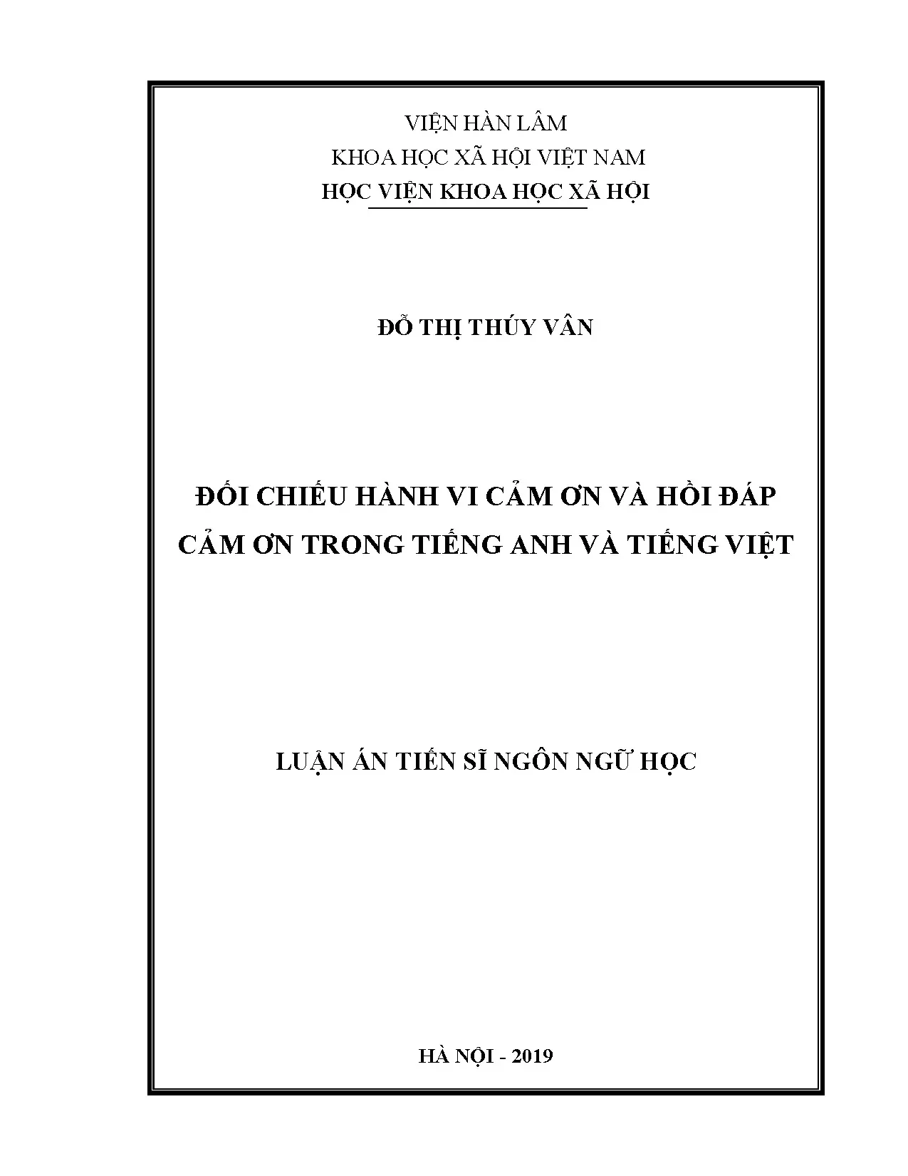 Đối chiếu hành vi cảm ơn trong tiếng Anh và tiếng Việt