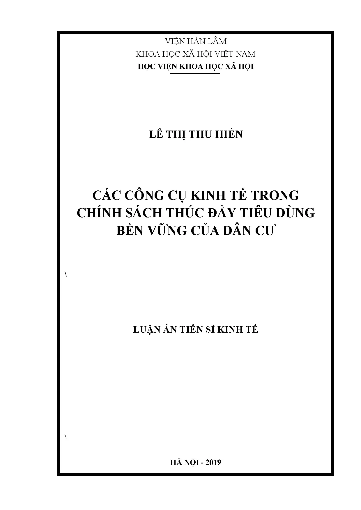 Công cụ kinh tế trong chính sách tiêu dùng bền vững dân cư