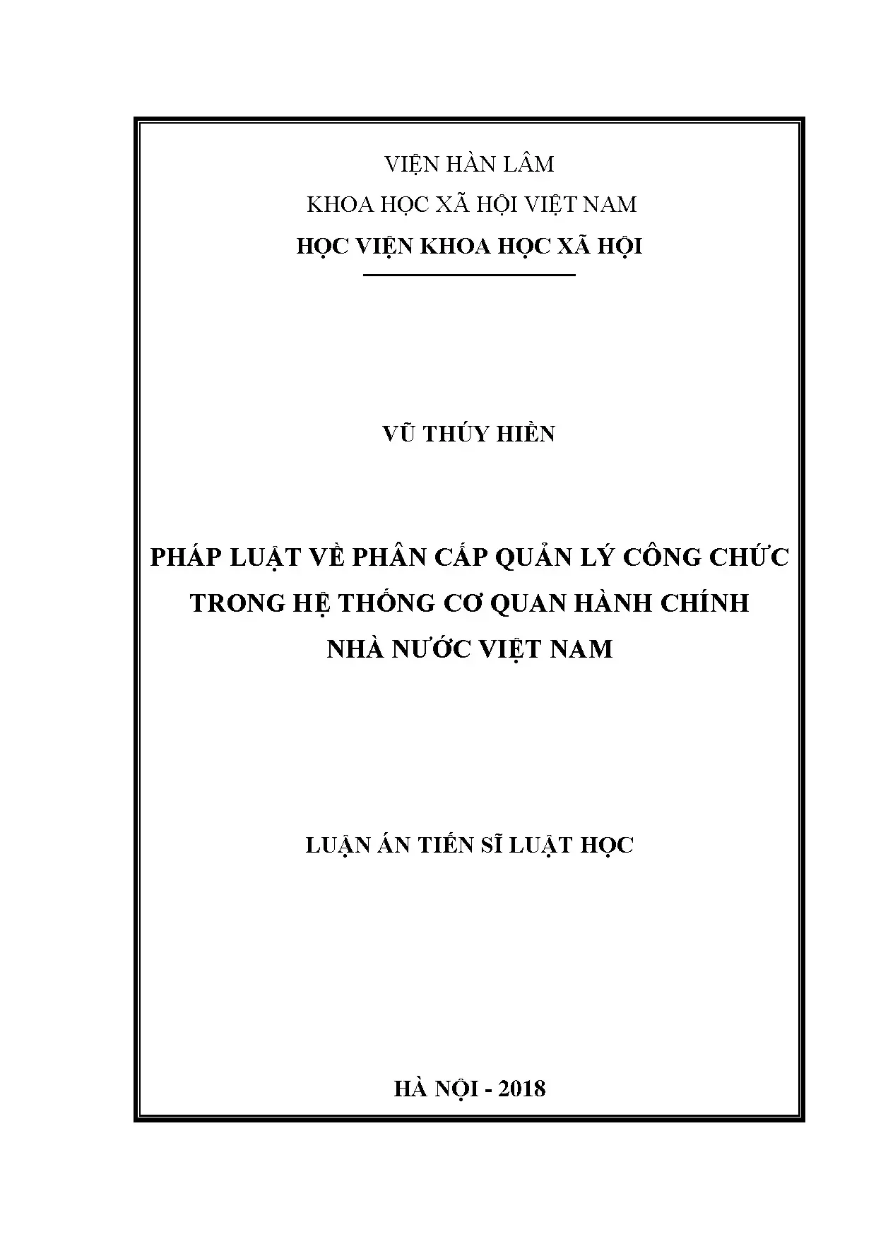 Pháp luật về phân cấp quản lý công chức tại Việt Nam