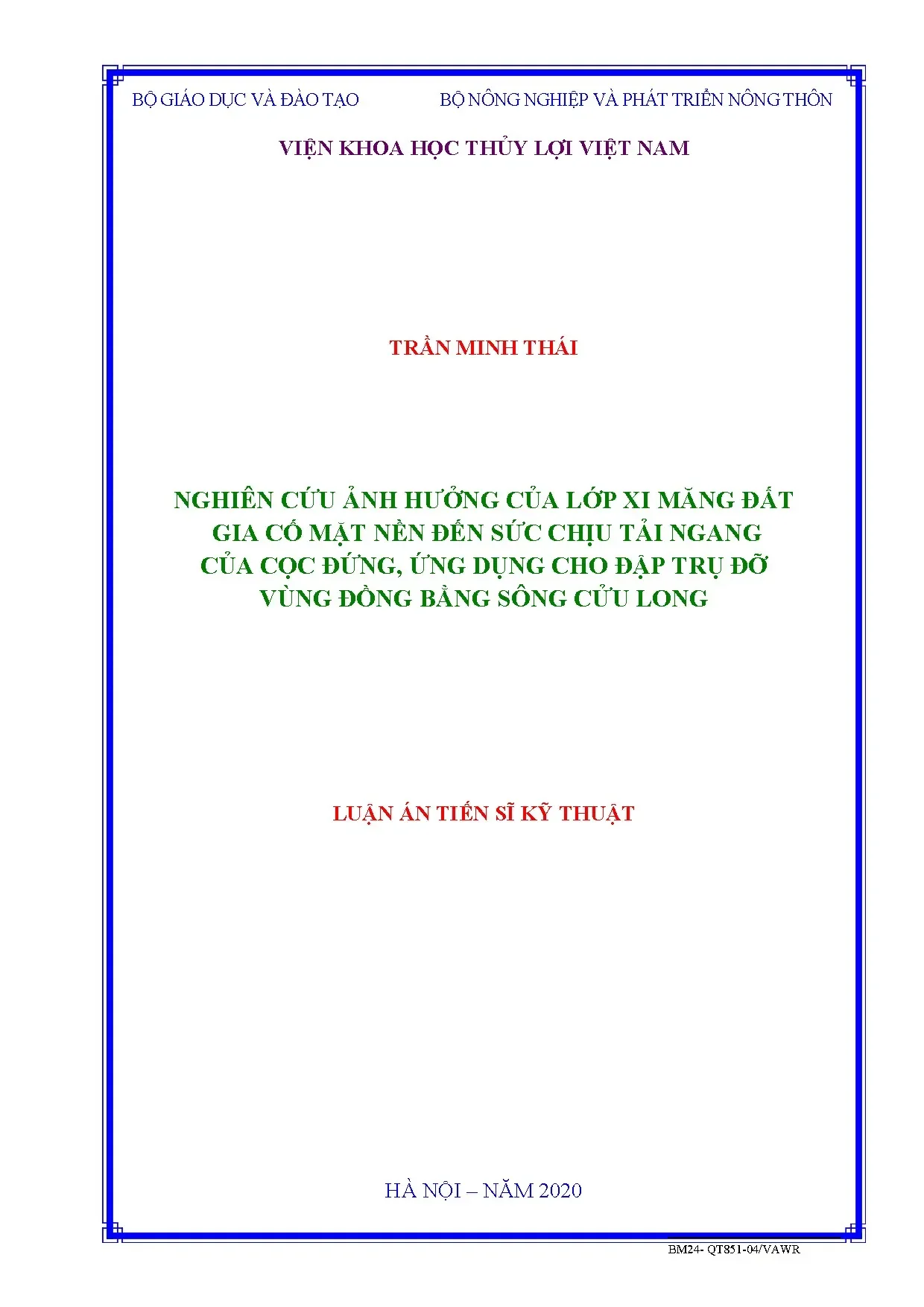 Ảnh hưởng của lớp xi măng đất đến sức chịu tải ngang của cọc