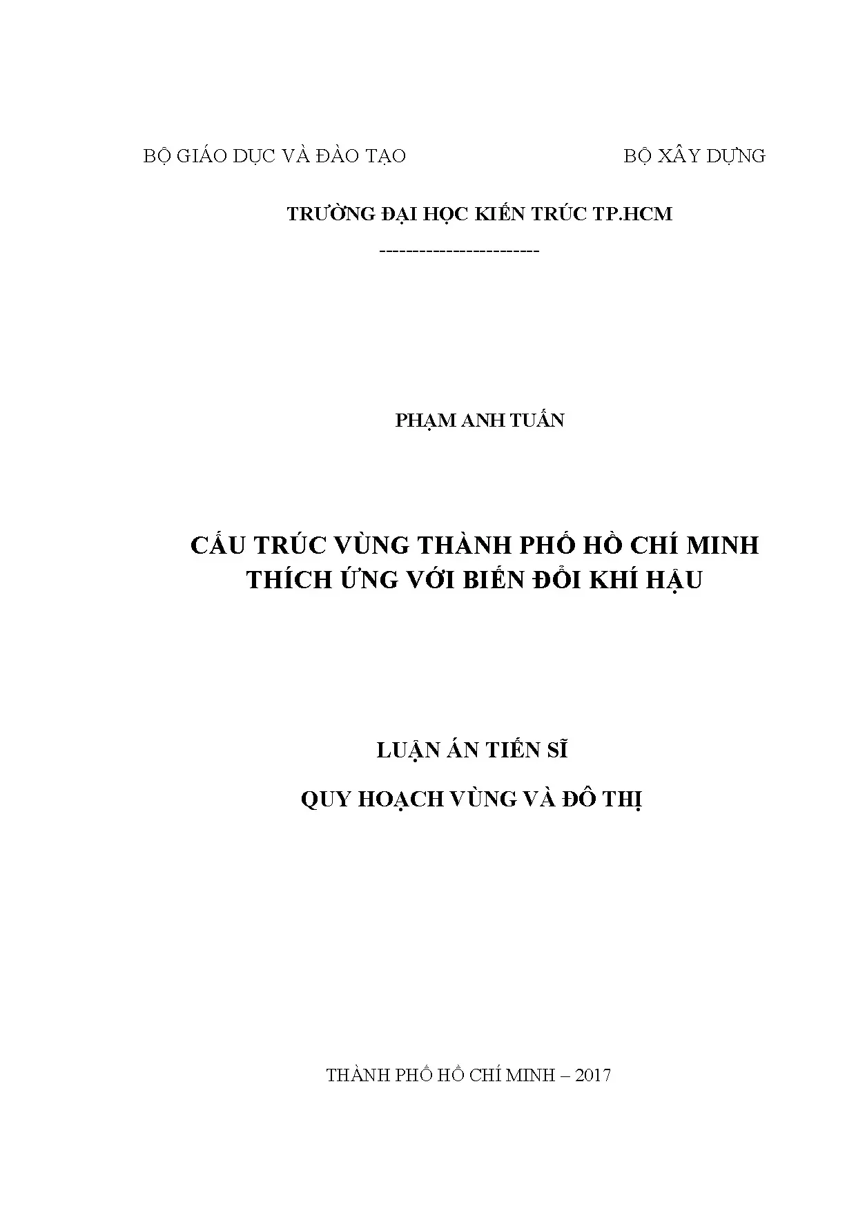 Cấu trúc vùng TP.HCM thích ứng với biến đổi khí hậu