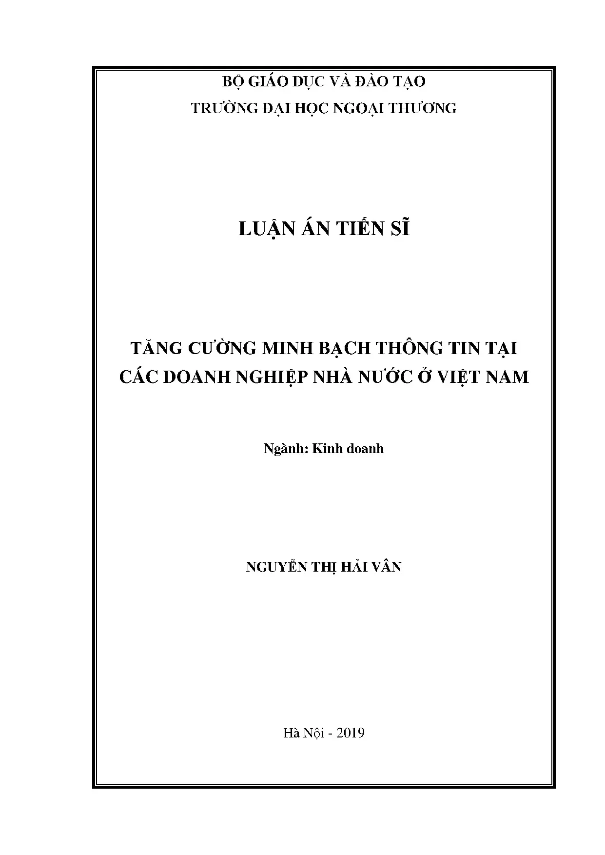 Minh bạch thông tin tại doanh nghiệp nhà nước Việt Nam