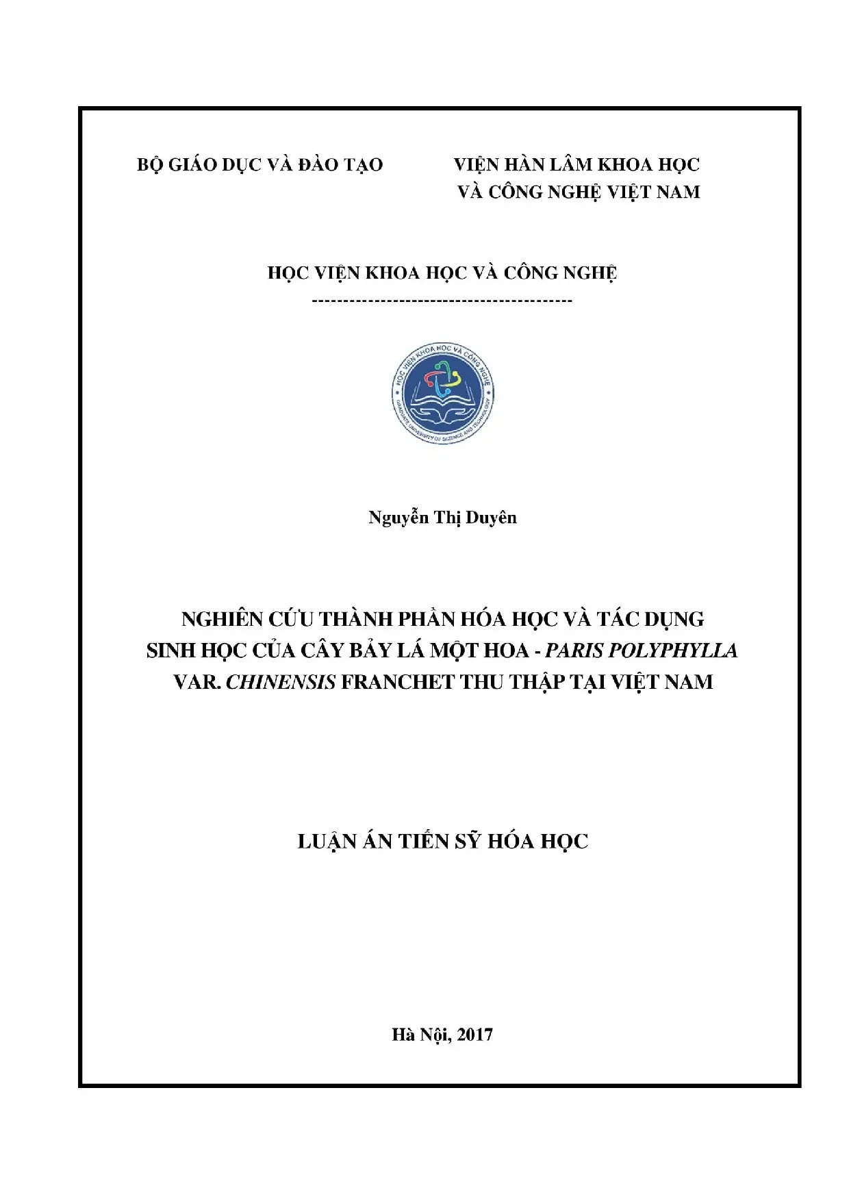 Nghiên cứu thành phần hóa học và hoạt tính sinh học của cây