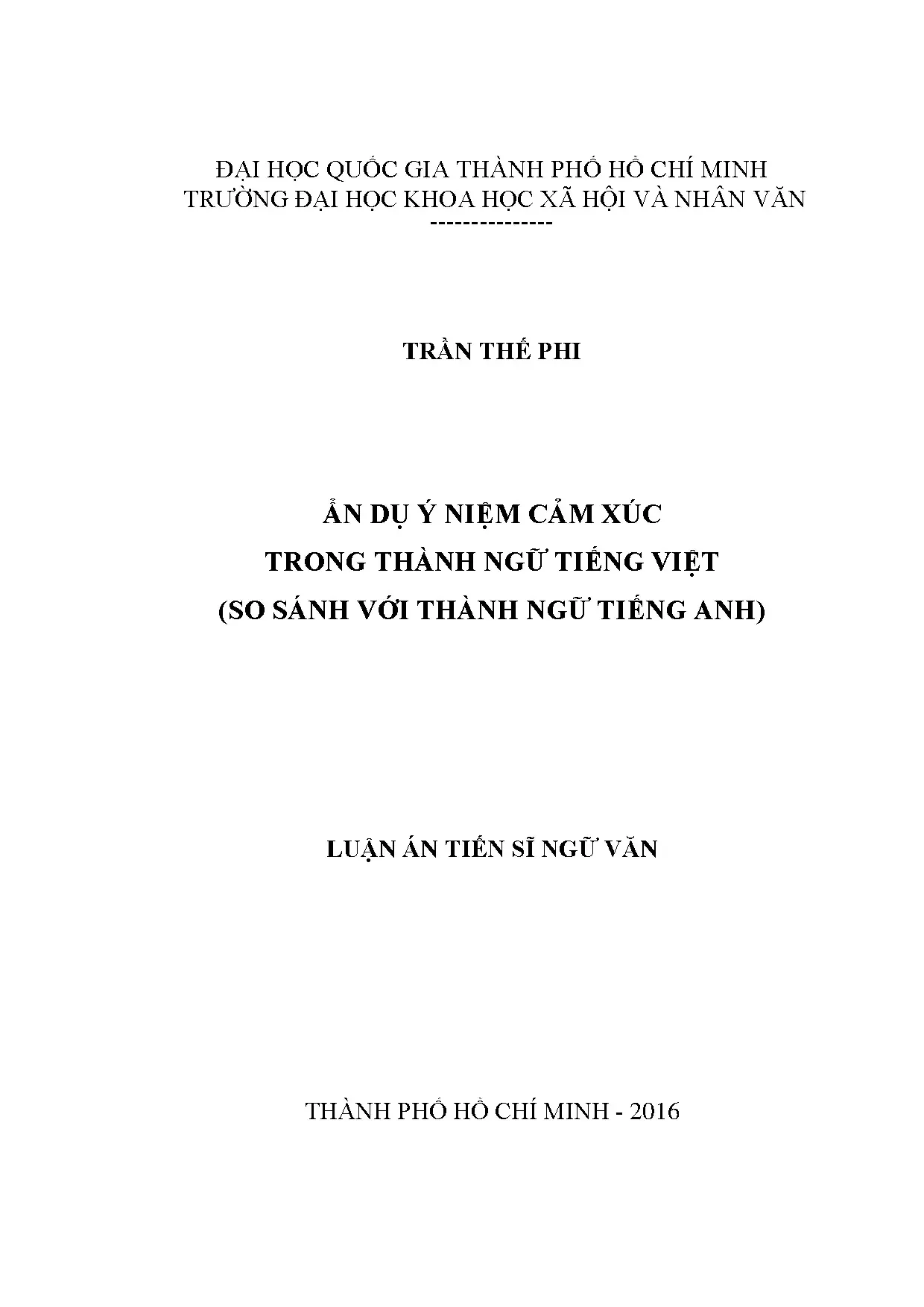 Nghiên cứu ẩn dụ ý niệm cảm xúc trong thành ngữ Việt-Anh