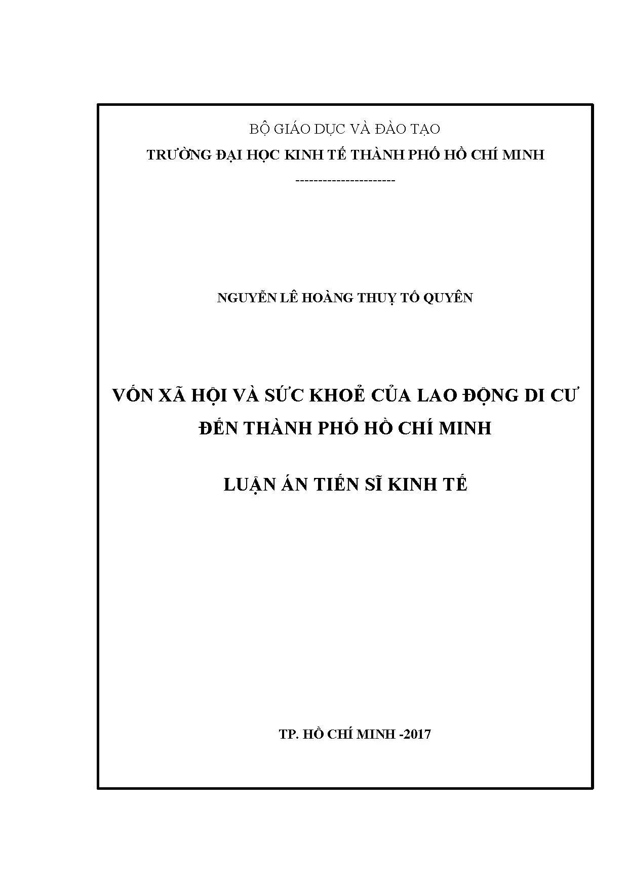 Vốn xã hội và sức khoẻ lao động di cư TP.HCM