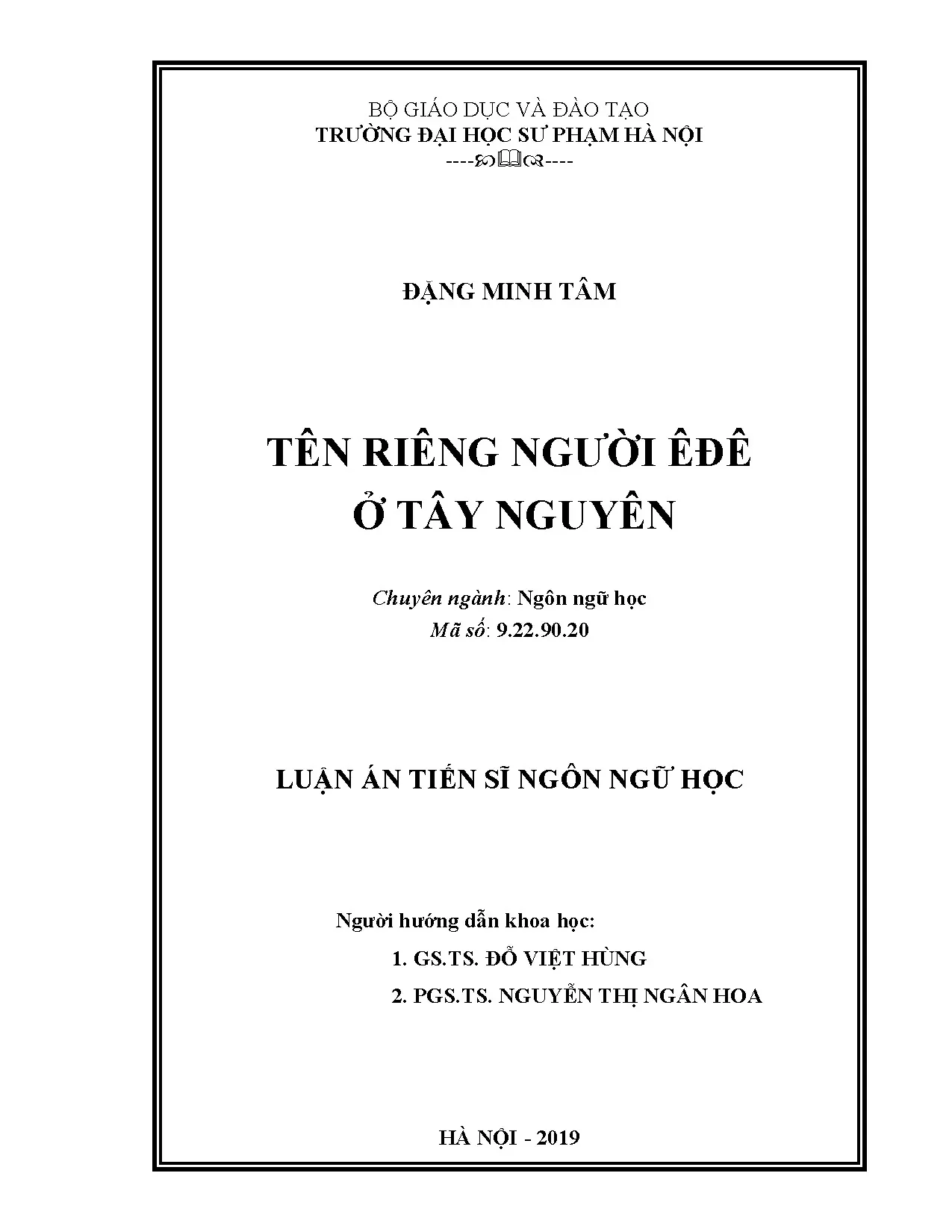 Tên riêng người Êđê ở Tây Nguyên - Luận án tiến sĩ