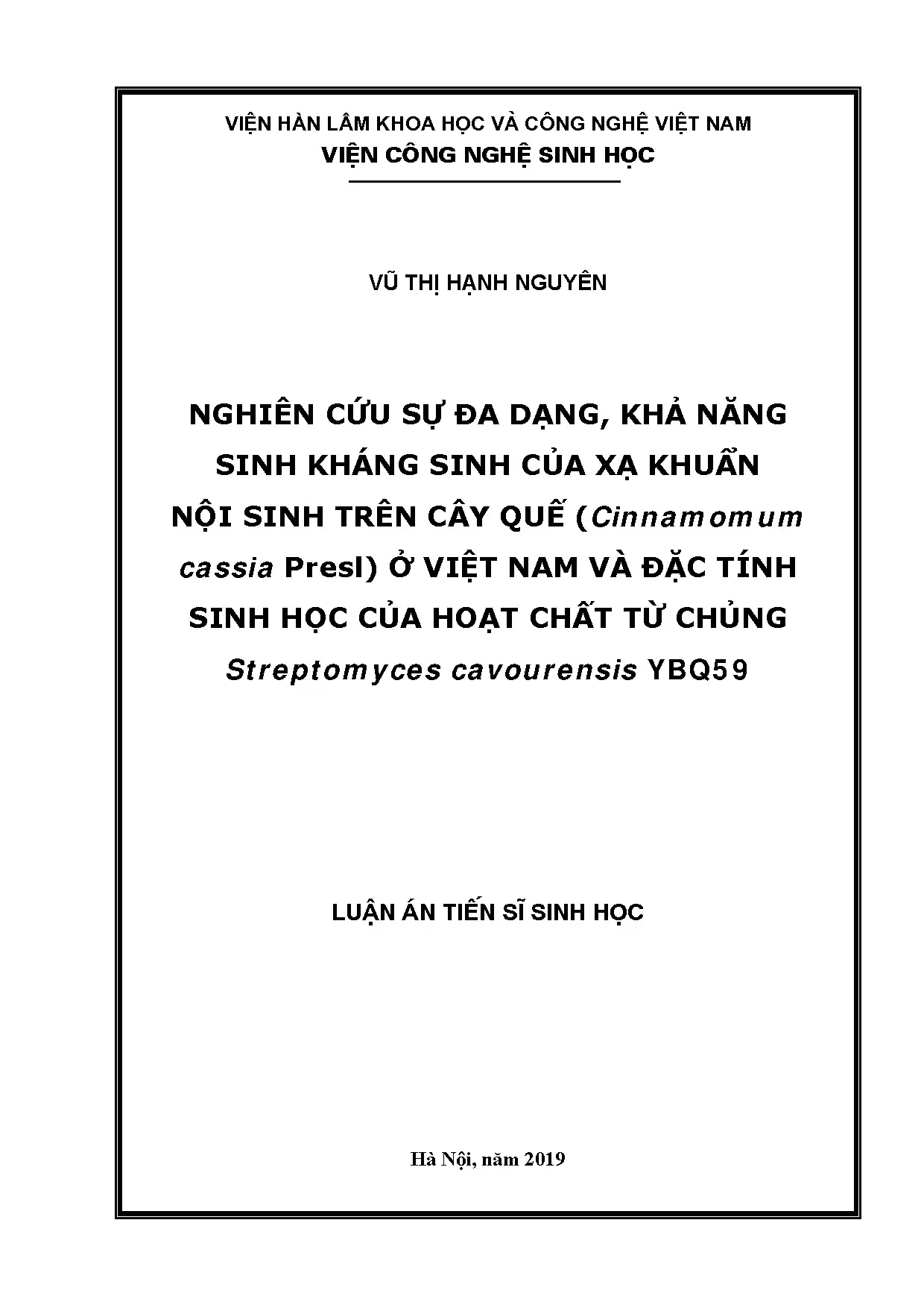 Xạ khuẩn nội sinh cây quế Việt Nam: Sinh kháng sinh, hoạt chất