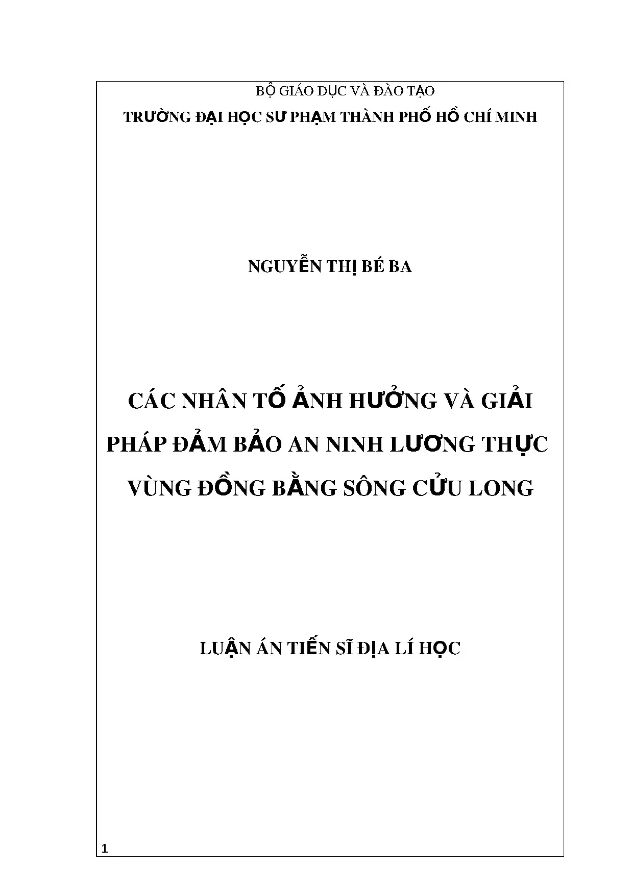 An ninh lương thực Đồng bằng sông Cửu Long: Nhân tố và giải pháp