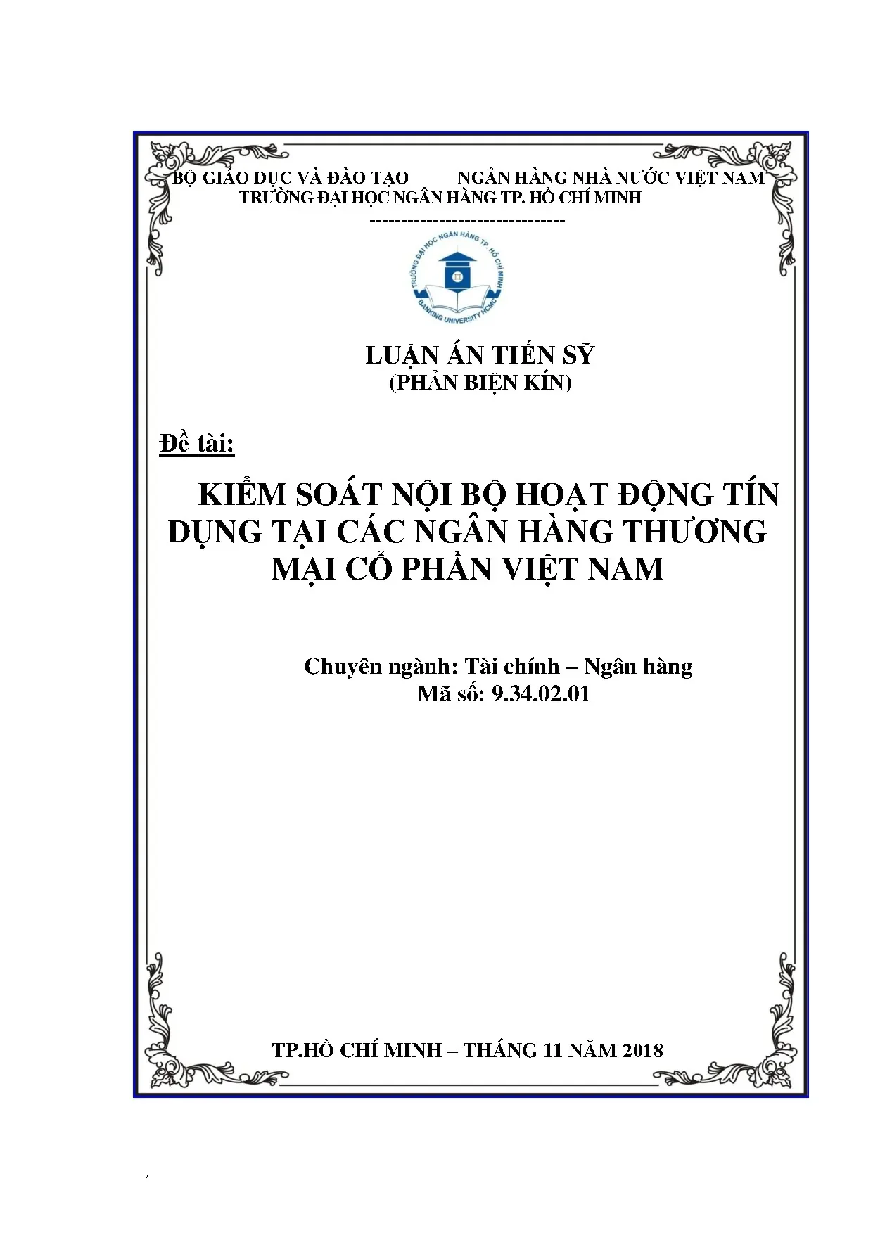 Kiểm soát nội bộ hoạt động tín dụng tại các NHTMCP Việt Nam