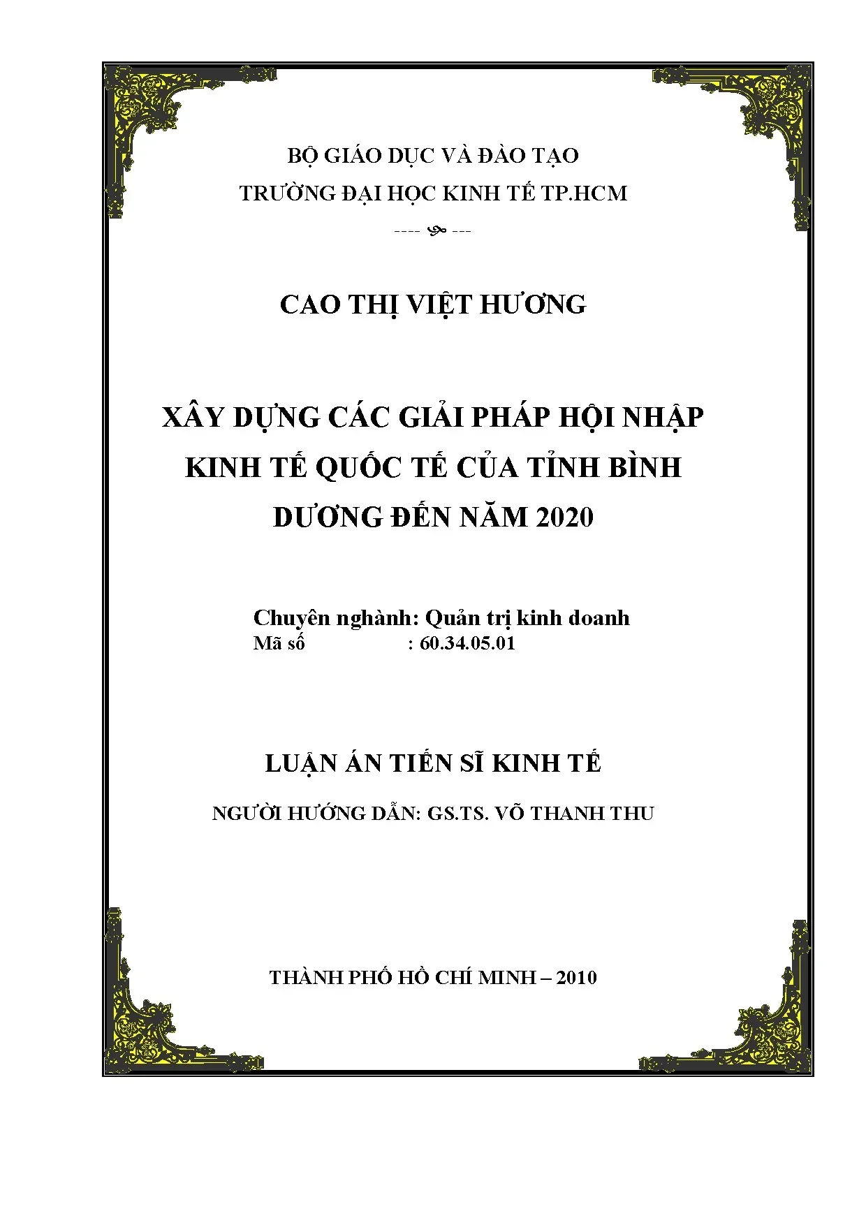 Giải pháp hội nhập kinh tế quốc tế Bình Dương 2020