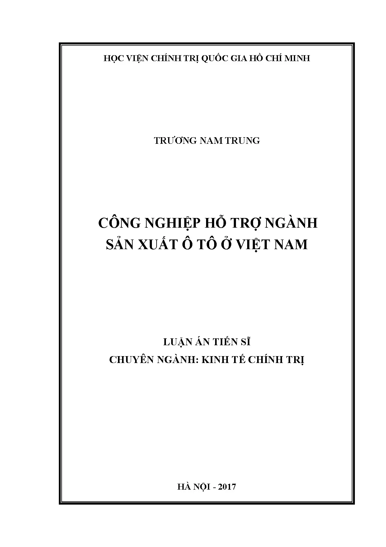 Phát triển công nghiệp hỗ trợ ngành sản xuất ô tô Việt Nam