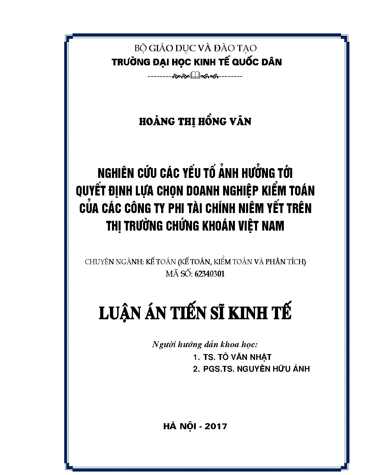 Các yếu tố ảnh hưởng lựa chọn doanh nghiệp kiểm toán tại Việt Nam