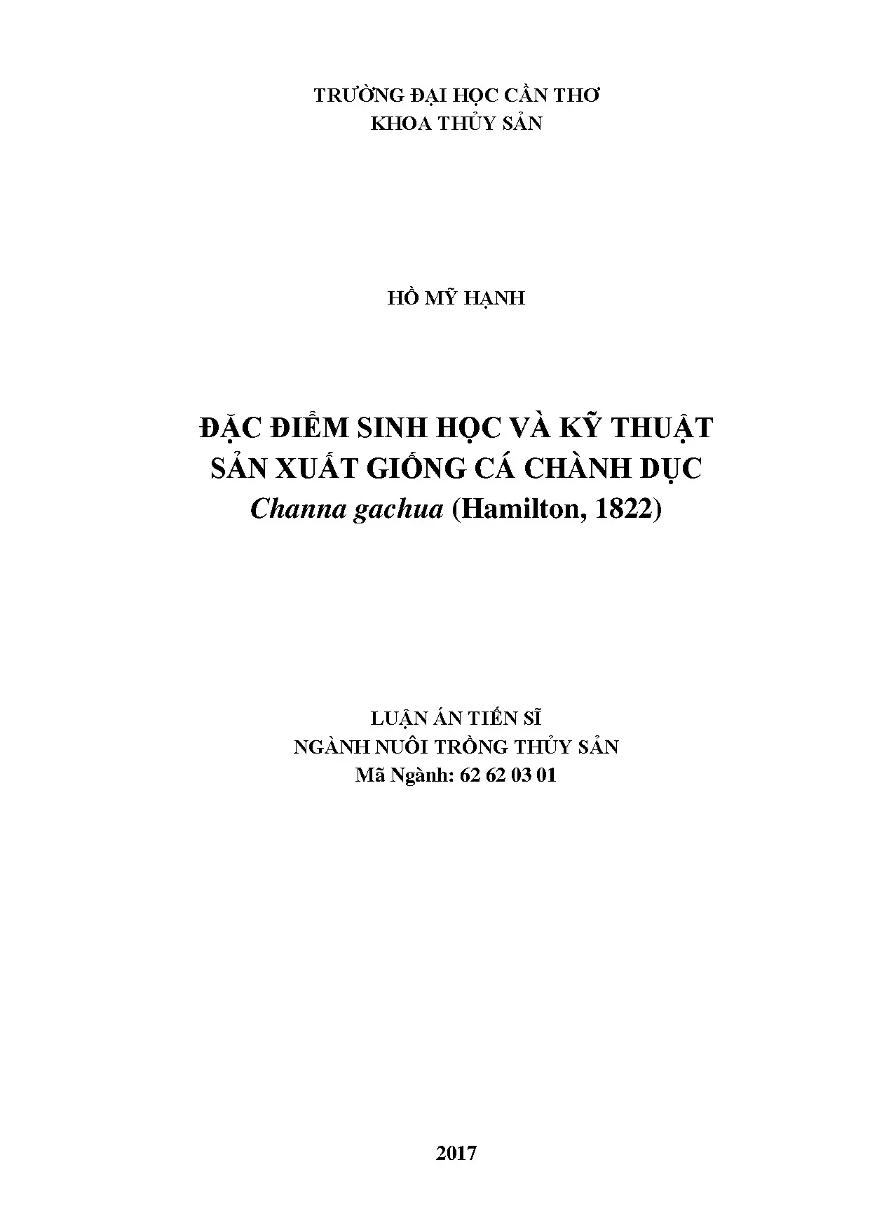 Đặc điểm sinh học và kỹ thuật sản xuất giống cá chành dục