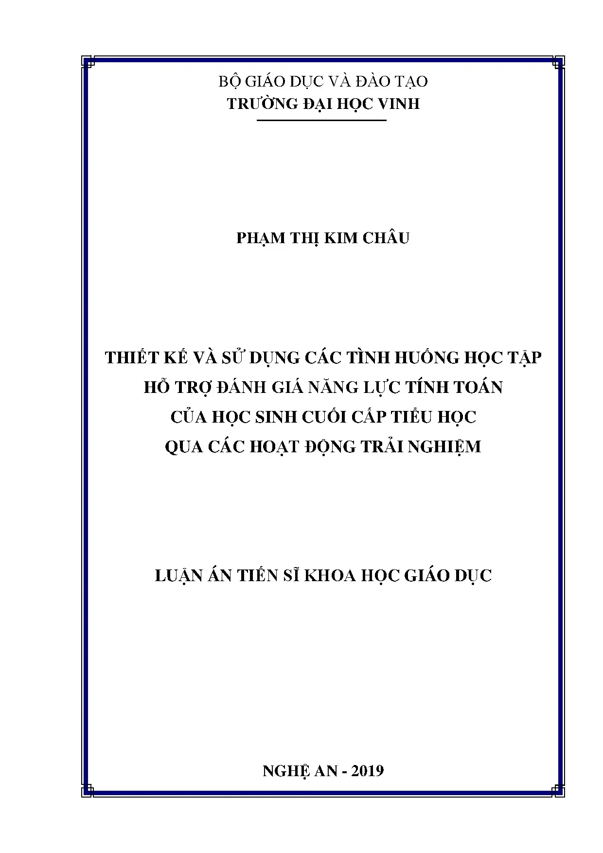 Thiết kế tình huống học tập đánh giá năng lực tính toán tiểu học